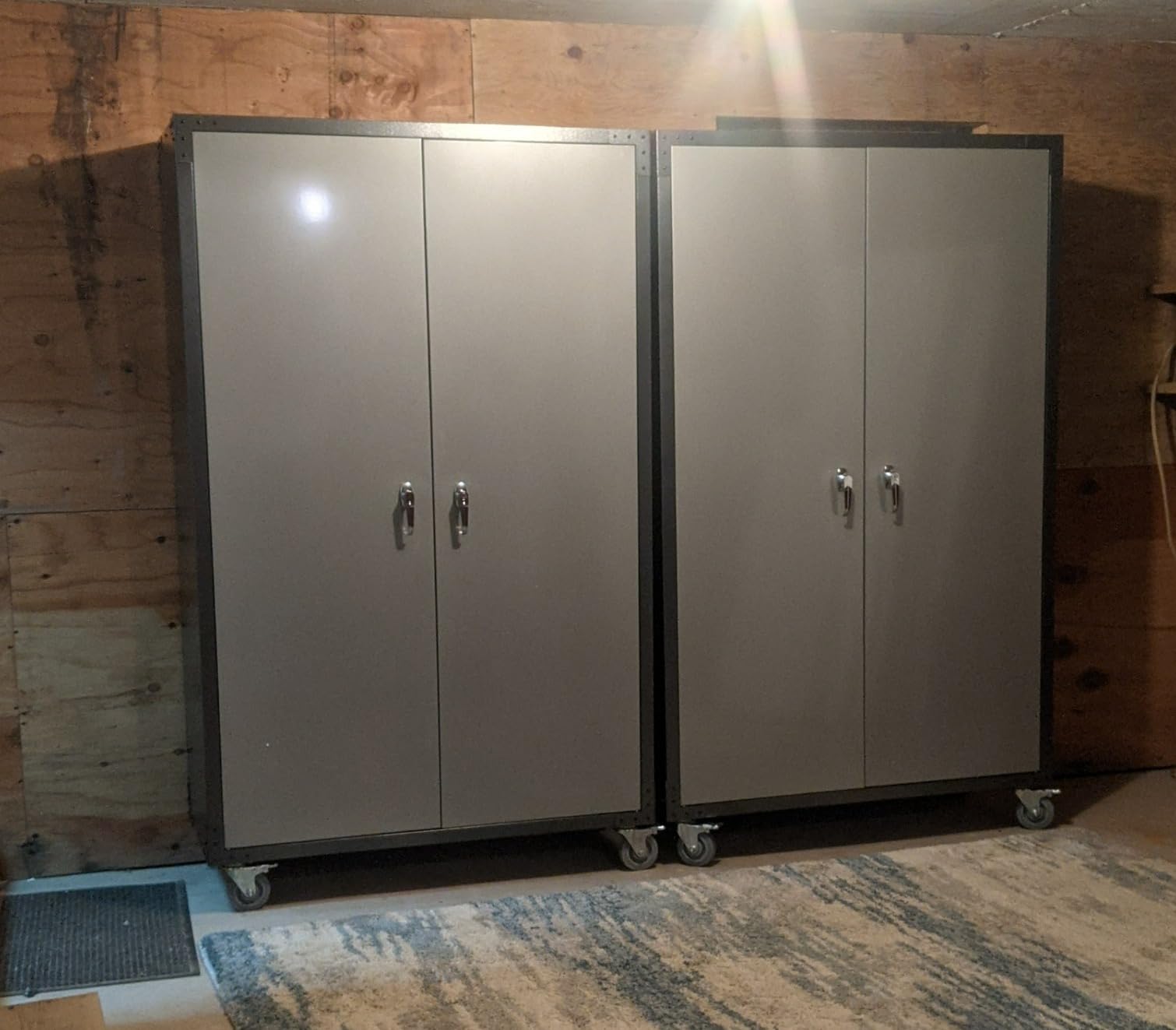 VINGLI Upgraded Wide & Deep Garage Storage Cabinet, Metal Storage Cabinet with Pegboards, Wheels, Locking Doors and Adjustable Shelves (Black & Silver, 43''W x 20''D x 72''H) customer photo 2