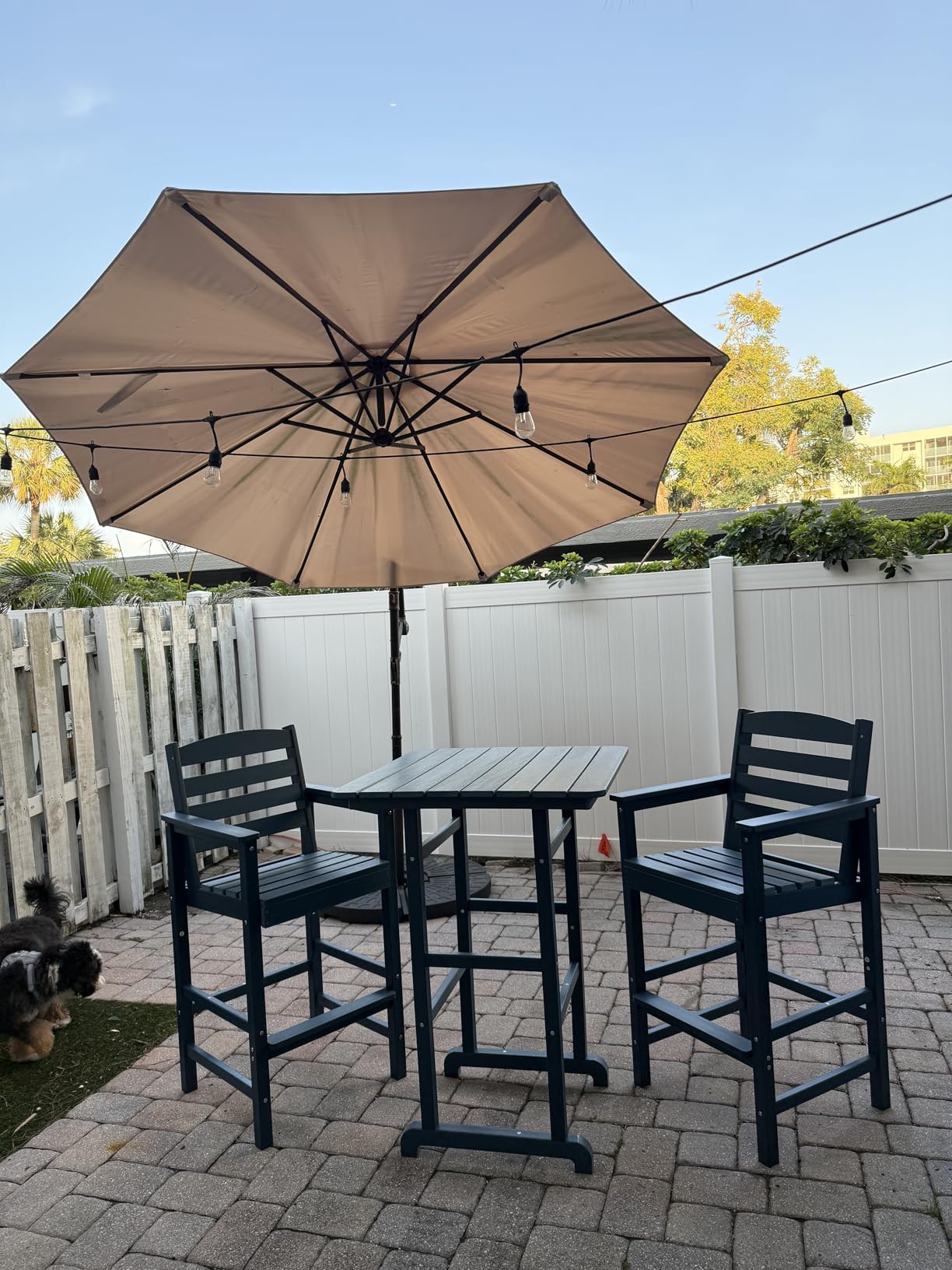 SERWALL 3 Pcs HDPE Bar Height Adirondack Chairs and Bar Table Set, Aruba | Balcony Adirondack Chairs and Pub Table Set, All Weather Patio Bar Set, Outdoor Bar Stools Furniture Set customer photo 1