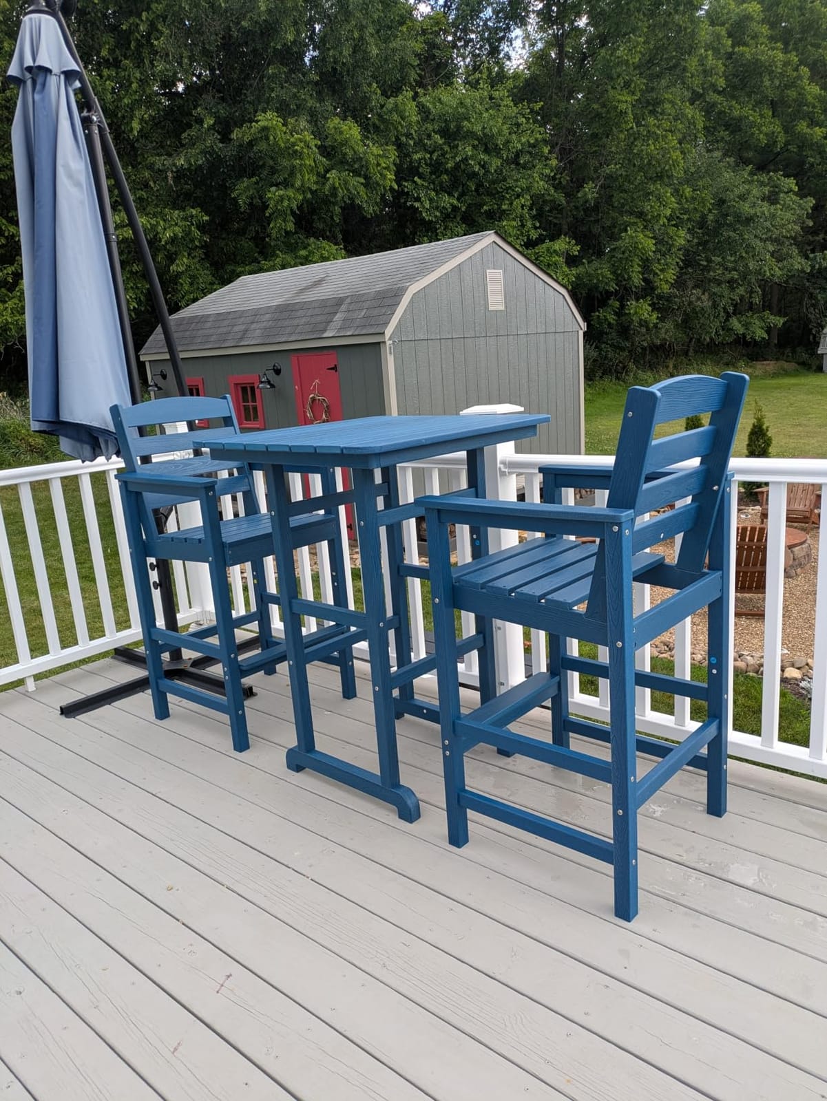 SERWALL 3 Pcs HDPE Bar Height Adirondack Chairs and Bar Table Set, Aruba | Balcony Adirondack Chairs and Pub Table Set, All Weather Patio Bar Set, Outdoor Bar Stools Furniture Set customer photo 2