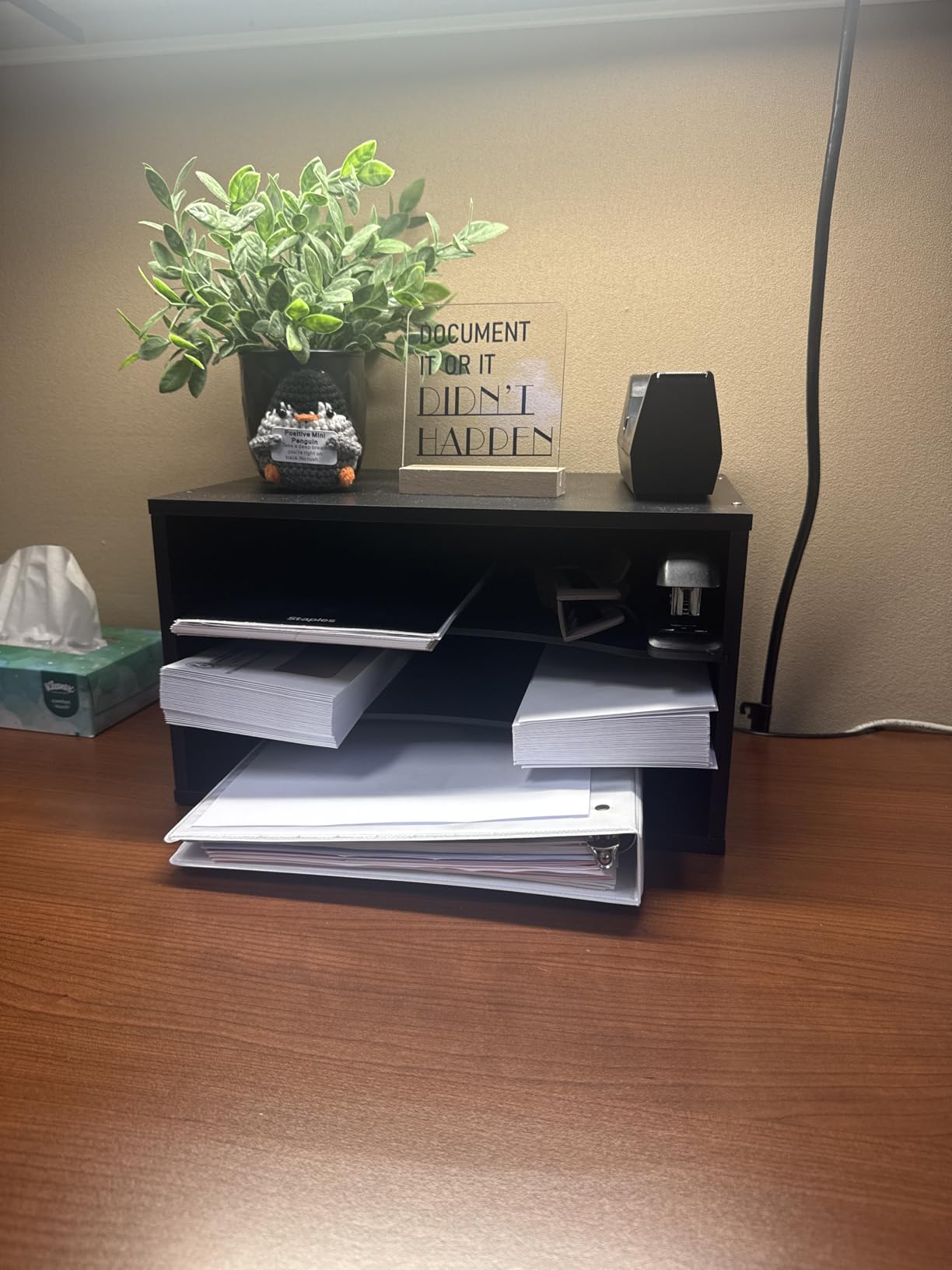 5 Tier Wood Desk Organizer, Mail Sorter and Paper Organizer for Desk, Black | Wooden Desktop Organizer for Sorting Papers, Letters and Mails, Literature Organizer for Home Office, Classroom Organization customer photo 2