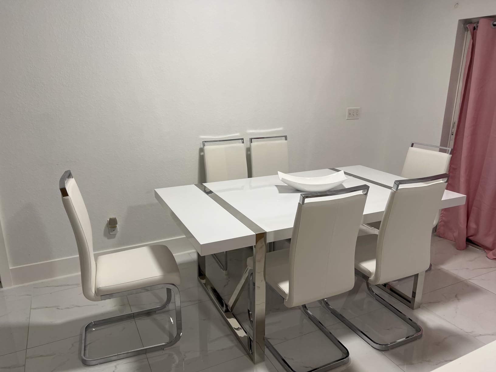 Ebullient White Dining Table Set for 8, Rectangular MDF Kitchen Table and Leather Dining Chairs Set of 8, 9 Piece Dining Room Table Set, Modern Dinner Table Set 8 with Metal Frame for Kitchen customer photo 1