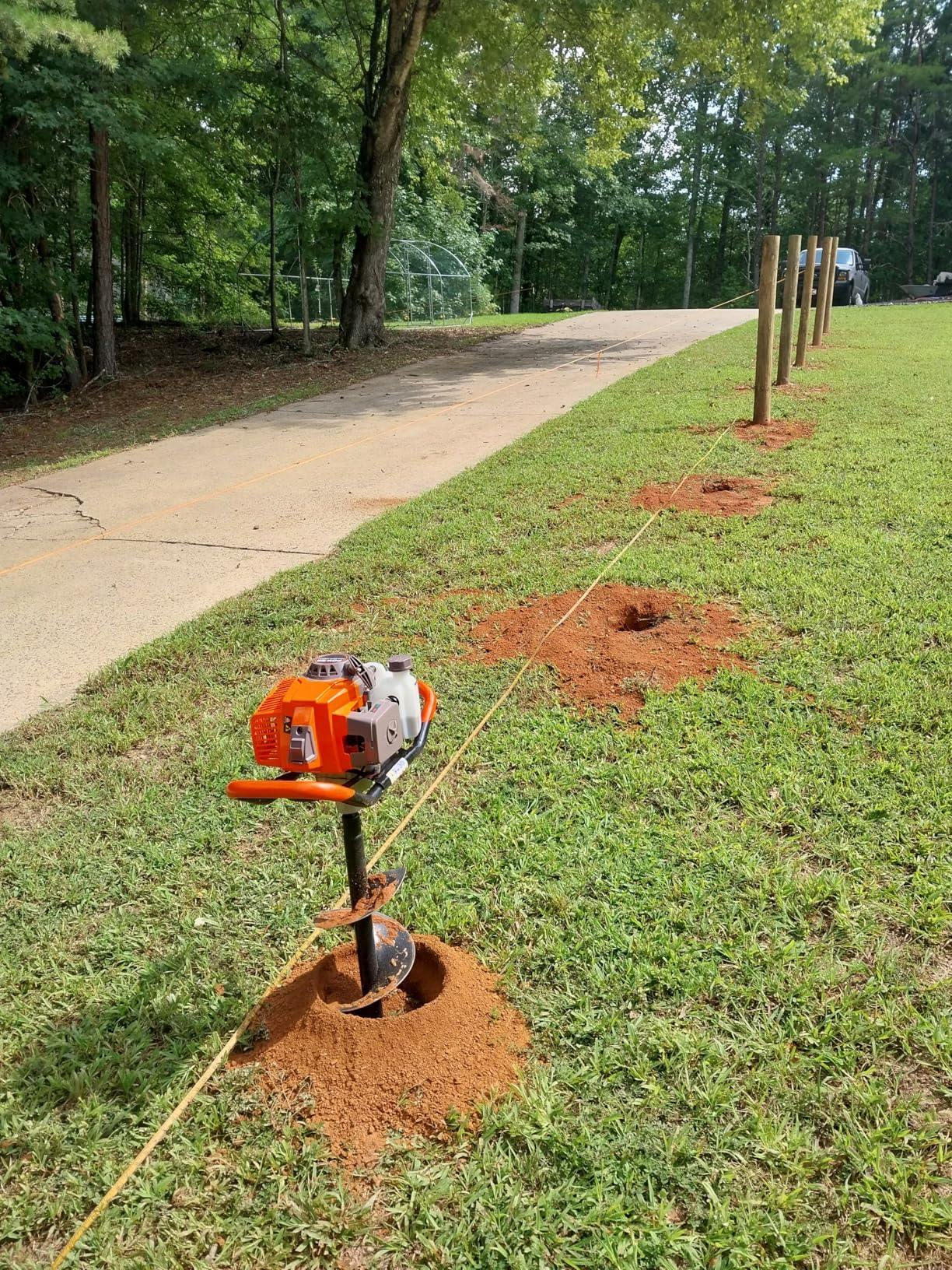 72CC Auger Post Hole Digger, 2 Stroke Gas Powered Earth Post Hole Digger with 2 Auger Drill Bits(6