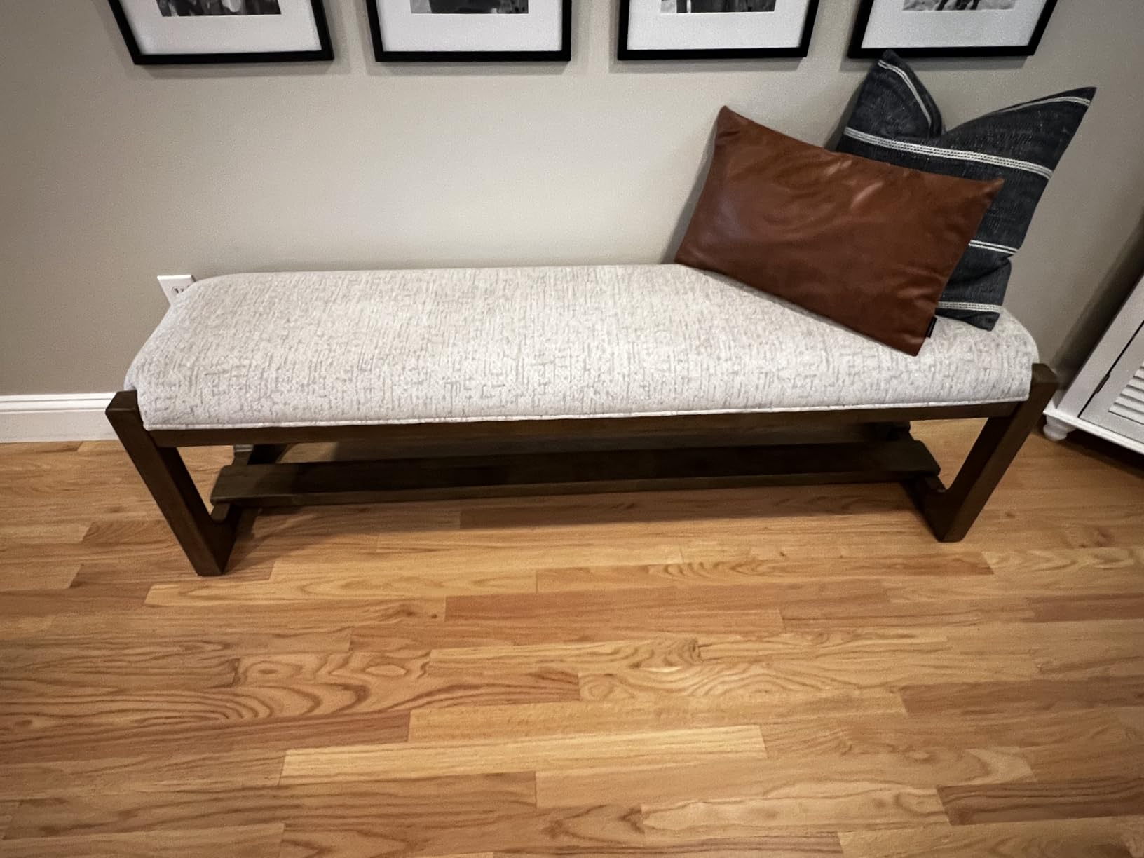 Signature Design by Ashley Cabalynn Farmhouse Upholstered Dining Bench, Foam Cushion, Beige & Light Brown customer photo 1