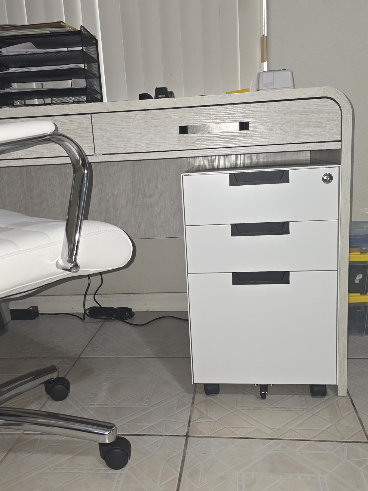 Mobile File Cabinet with Lock, 2 Drawer Under Desk Metal Rolling Filing Cabinets for Home Office Organizer Letters/Legal/A4 (Fully Assembled-Black) customer photo 2
