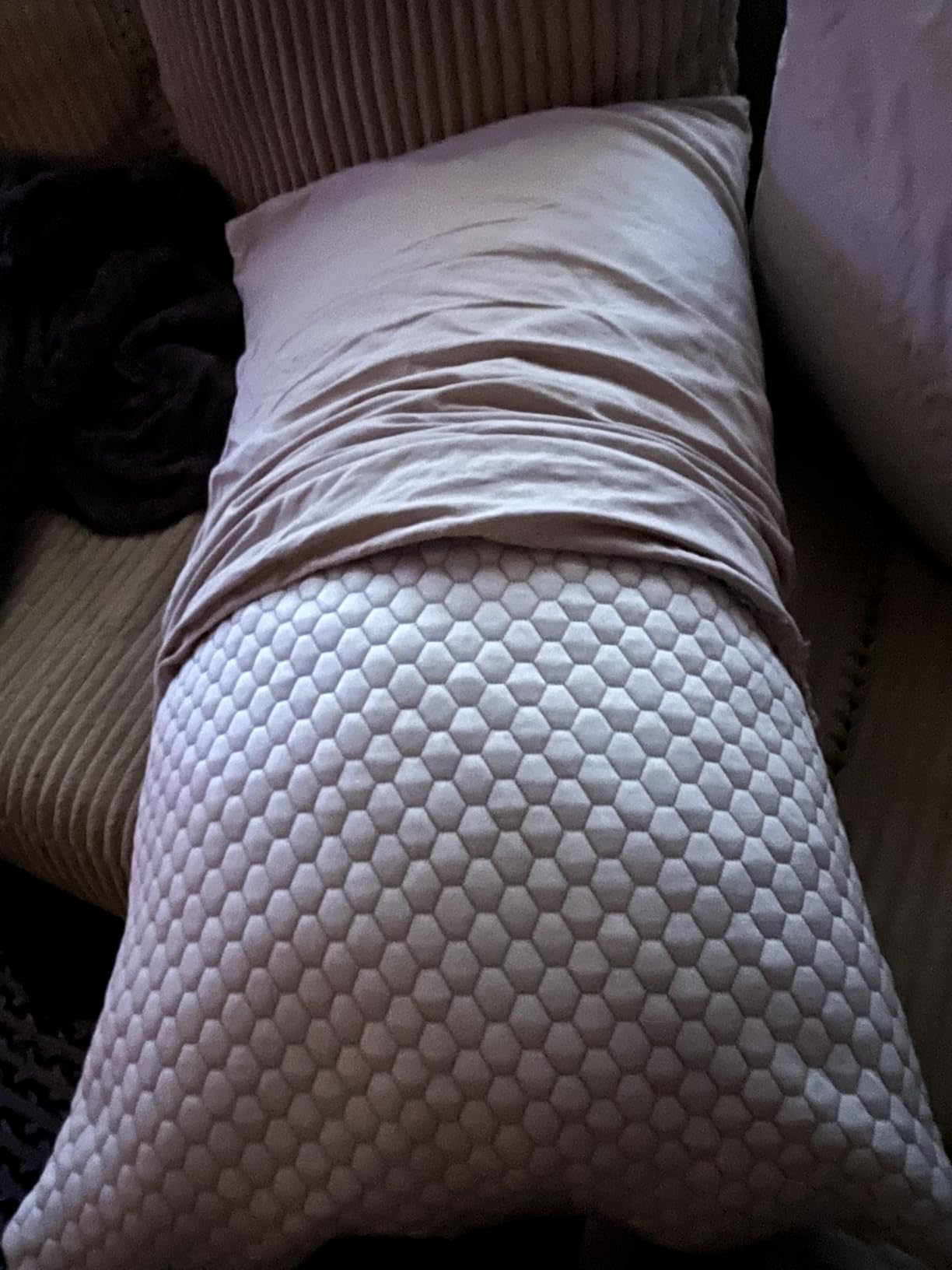 CushyOasis Cooling Pillow for Sleeping, Pillows Queen Size Set of 2, CertiPUR-US Shredded Memory Foam Pillows for Hot Sleepers, Adjustable Firm Pillow for Side, Back, Stomach Sleepers, Gray customer photo 1