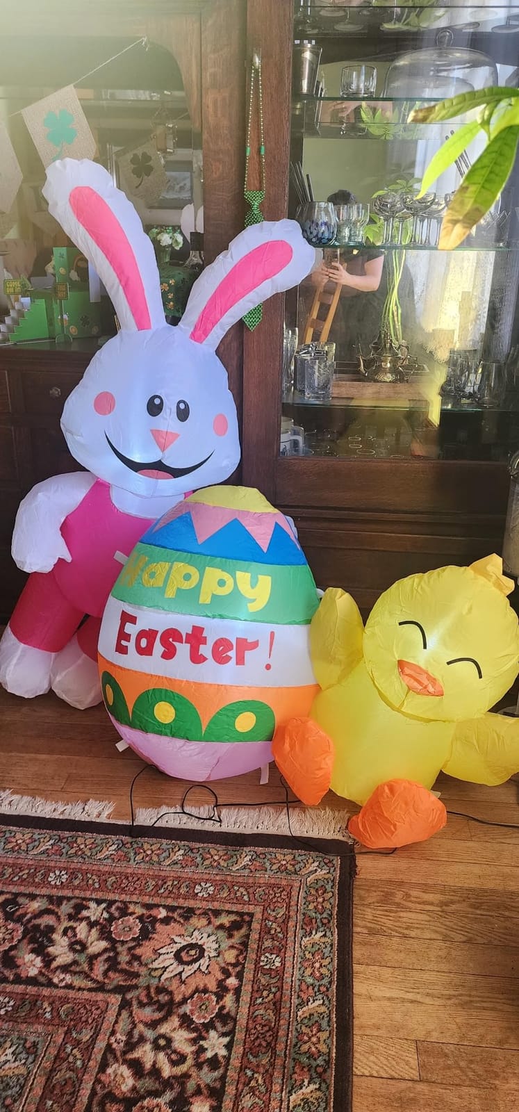 Elegear 5FT Easter Inflatables Bunny & Chick Outdoor Decoration, Lighted Easter Blow Up Yard Decor with Colorful Egg customer photo 1