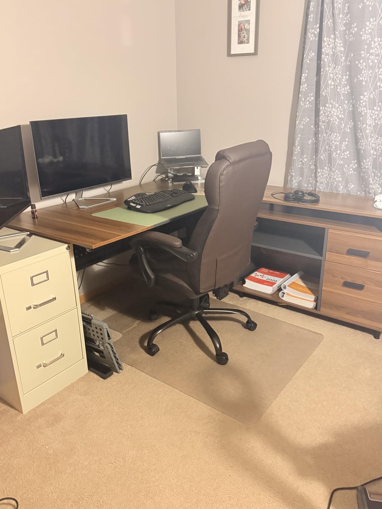 Tribesigns 63 Inch Executive Desk with File Cabinet, Large Office Desk | L Shaped Desk with File Drawer, Computer Table Desk with Storage, Large Desk for Home Office, Easy Assembly, Gray and Black customer photo 2