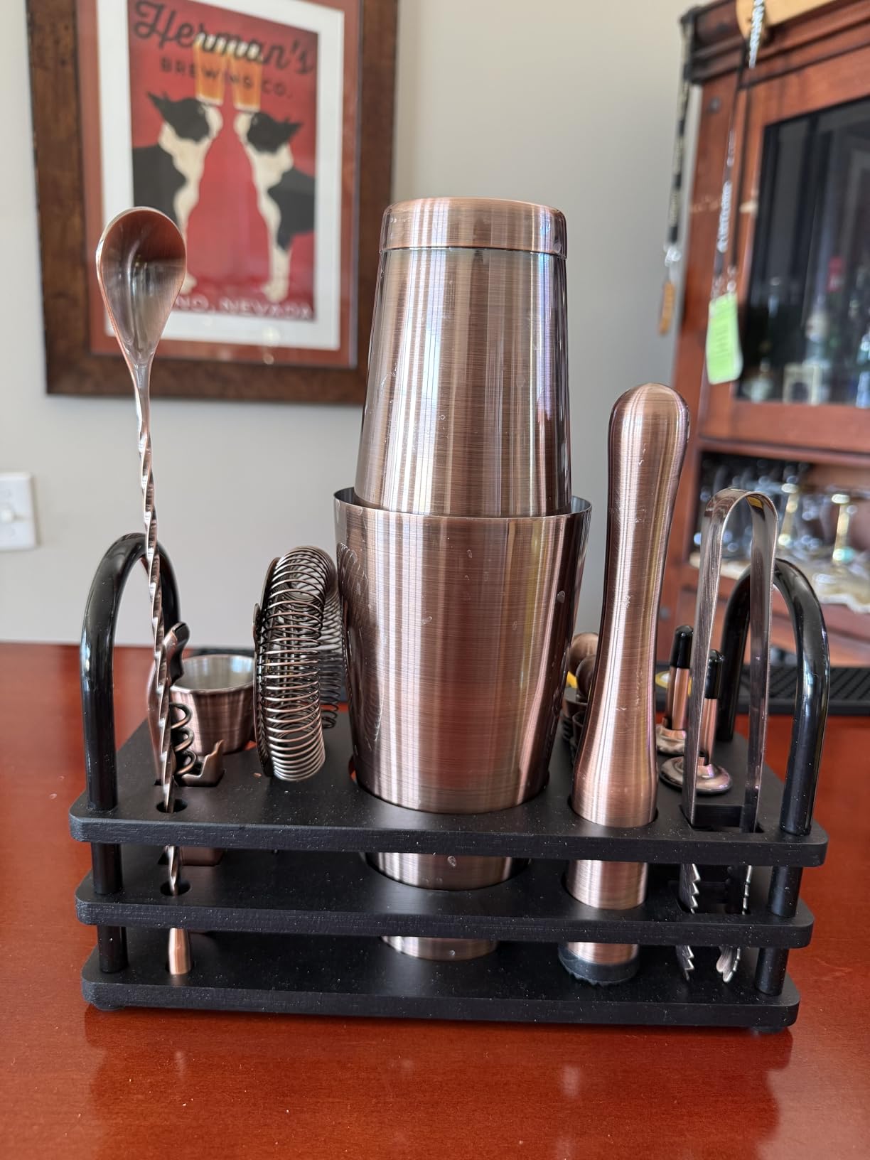 BARE BARREL Mixology Bartender Kit Bar Set | 14-Piece Cocktail Shaker Set | Martini Barware Mixing Tools for Home Bartending | 35 Recipe Cards | Gift Set (28oz Boston Shaker, Jet Black/Black) customer photo 2