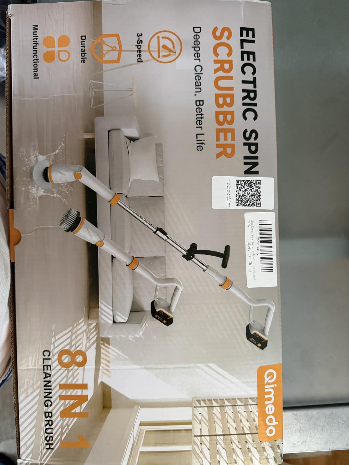 Qimedo 1500 RPM Electric Spin Scrubber with Two Batteries Q2 Pro, Cordless Battery Powered Shower Scrubber, Electric Tile Floor Scrubber with Display for Grout/Tile/Tub (Effortless Handle/8 Brushes) customer photo 2