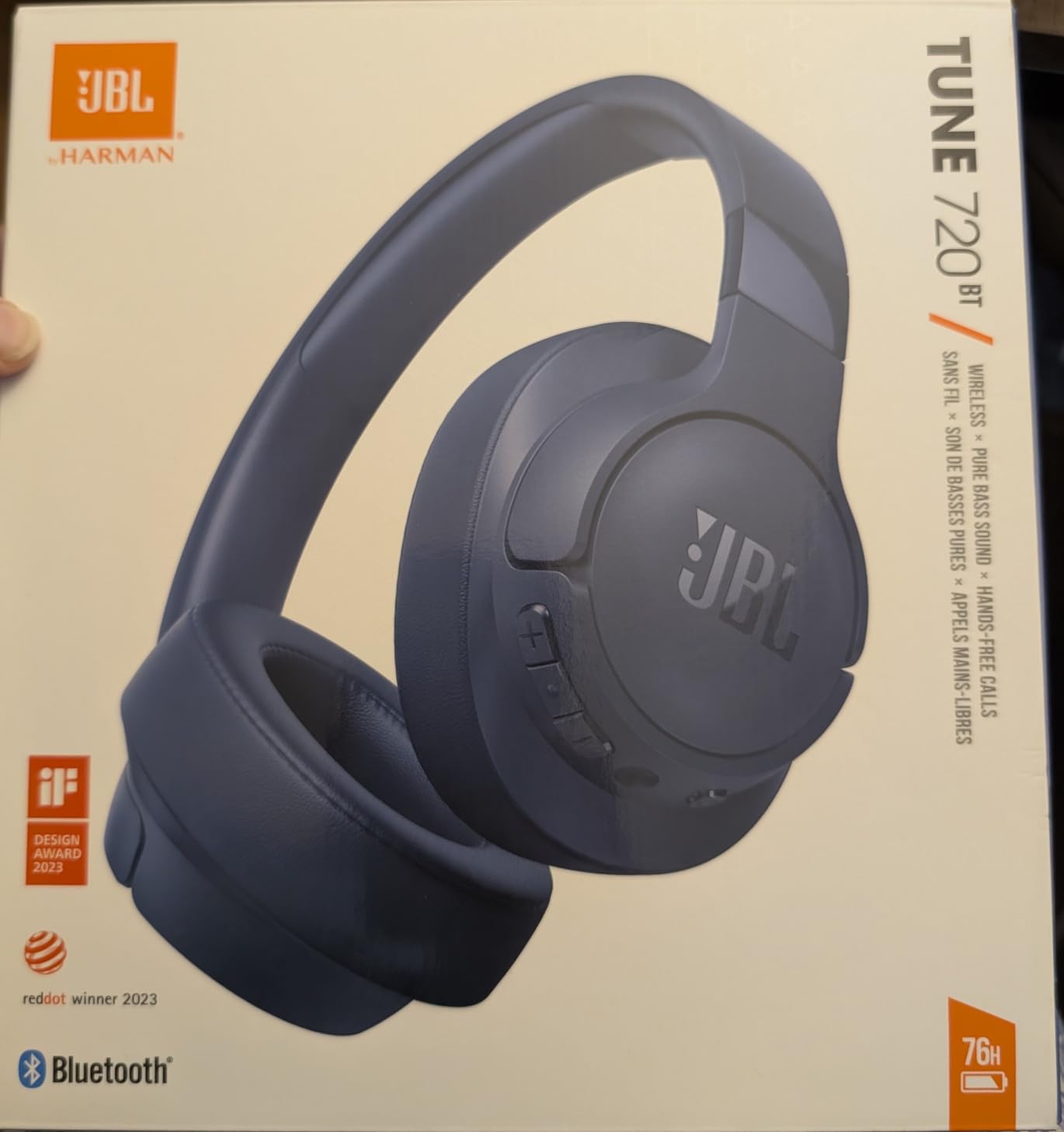 JBL Tune 720BT - Wireless Over-Ear Headphones - White, JBL Pure Bass Sound customer photo 2