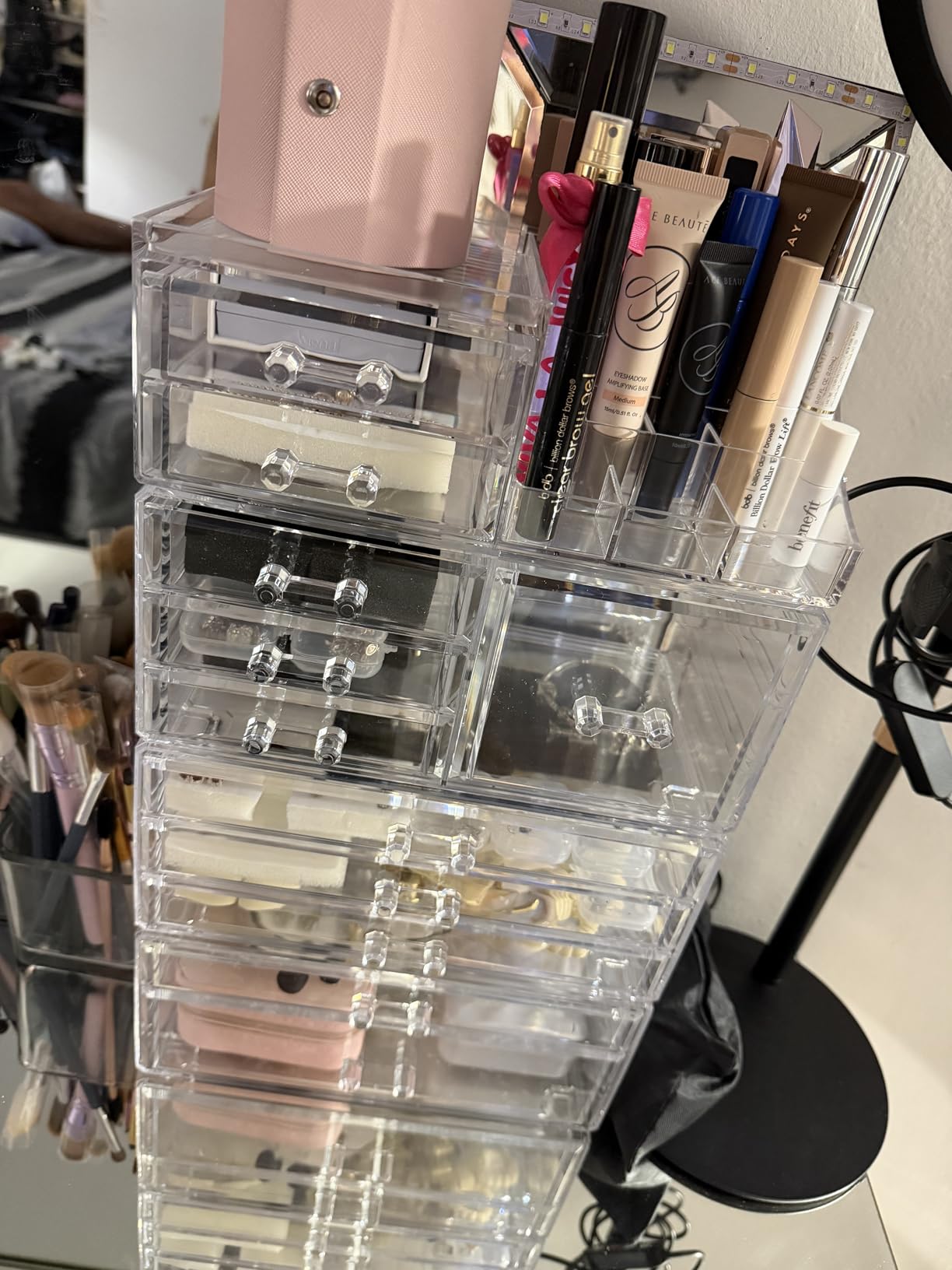 Acrylic Clear Makeup Organizer Countertop, Stackable Skincare Organizer for Vanity With 8 Drawers, Large Plastic Desk Accessories Organization, Bathroom Cosmetic Organizer Countertop for Beauty, Skin Care customer photo 2