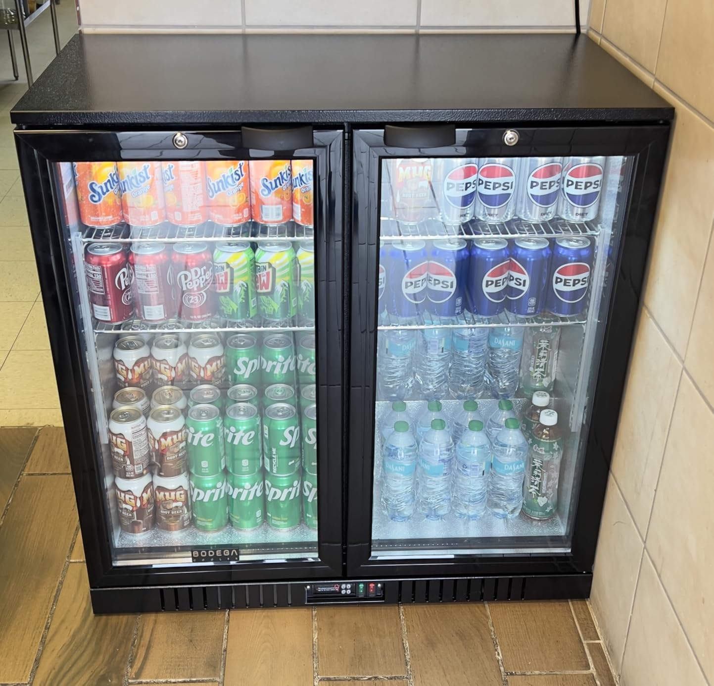 BODEGACOOLER Back Bar Cooler, 2 Door Commercial Beverage Refrigerator | 7.4 Cu.Ft Holds 209 Cans/117 Bottles, Under Counter Bar Fridge with LED light & Low-E Self-Closing Glass Doors customer photo 2