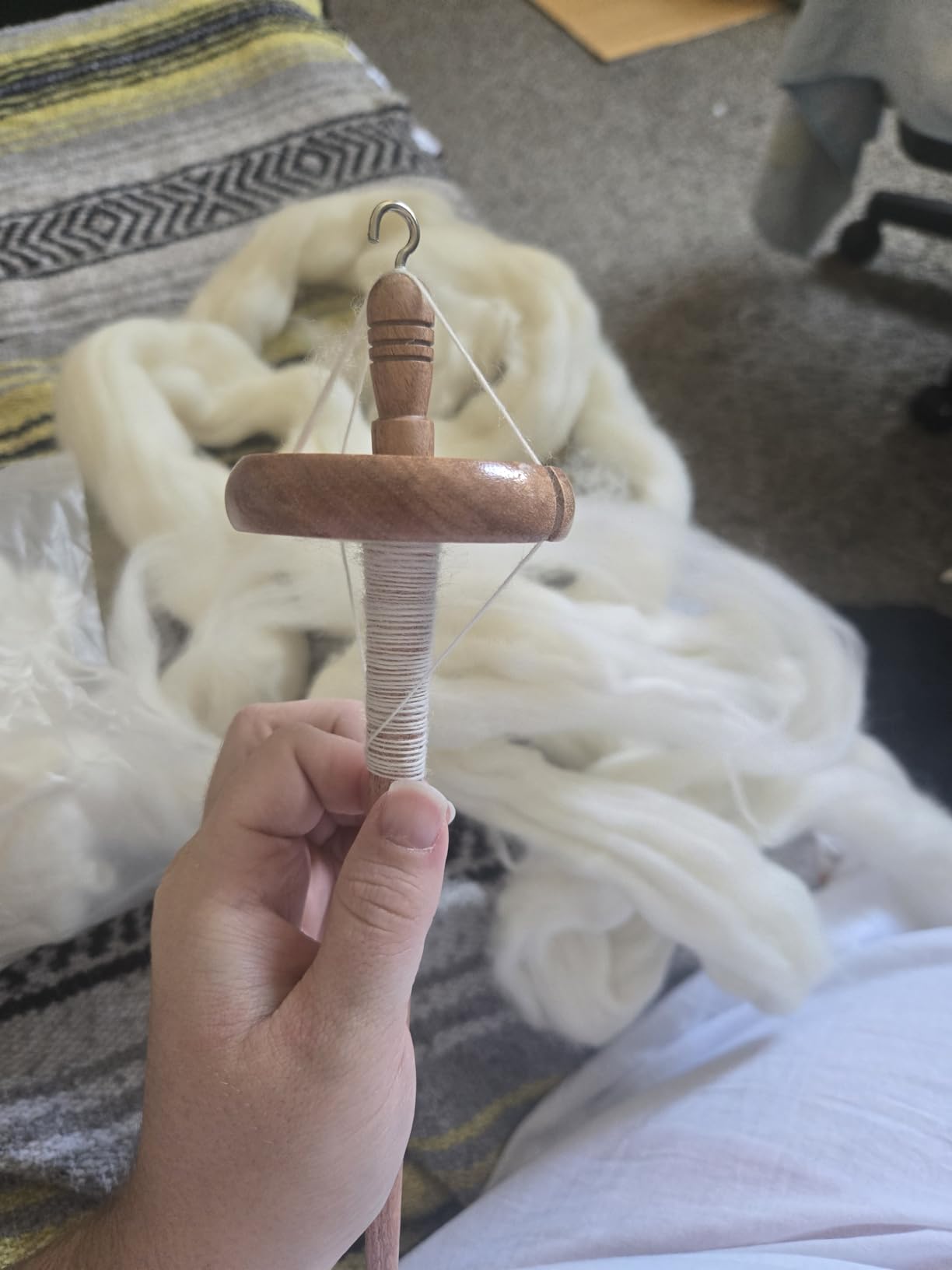 SAVINA Wooden Top Whorl Drop Spindle for Hand Spinning Wool Roving into Yarn, Hardwood Spinning Tool for Beginners and Experienced Spinners customer photo 2