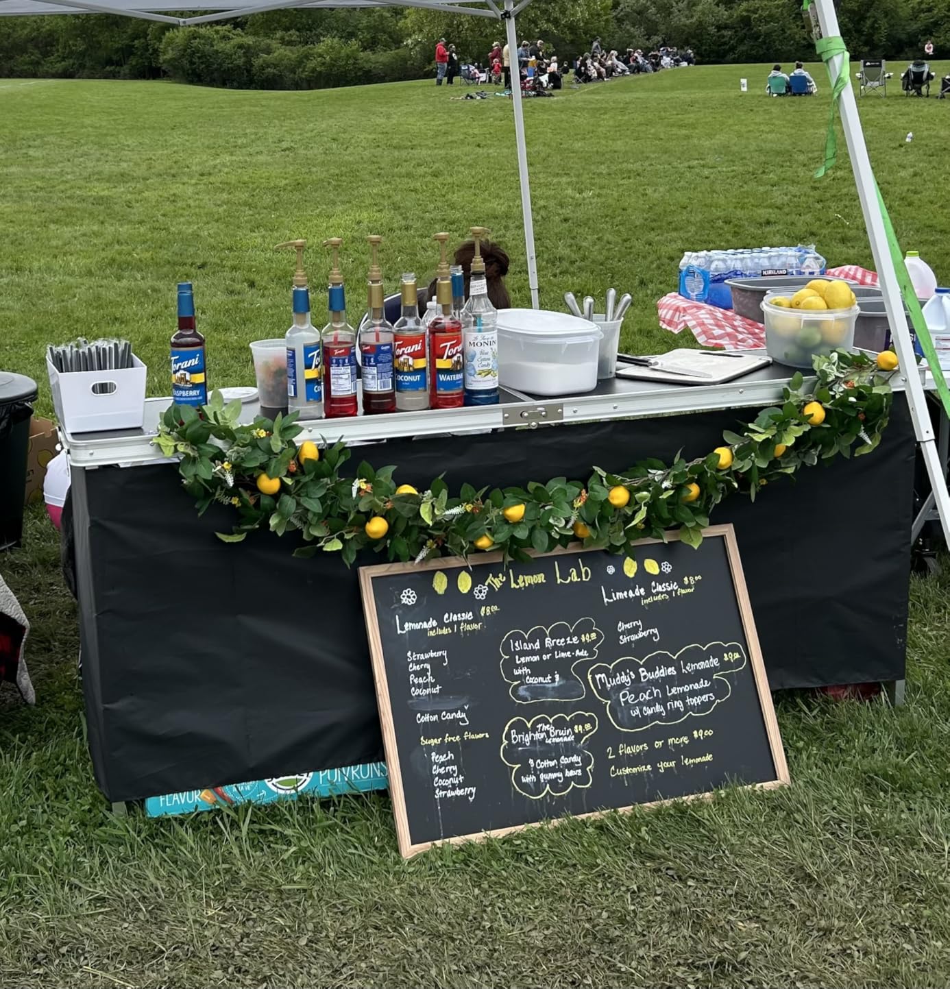 VEVOR Extra Long Folding Portable Bar Tradeshow Podium Table for Indoor, Outdoor, Party, Picnic, Exhibition, Includes Carrying Case, Storage Shelf and Black Skirt, 77.95