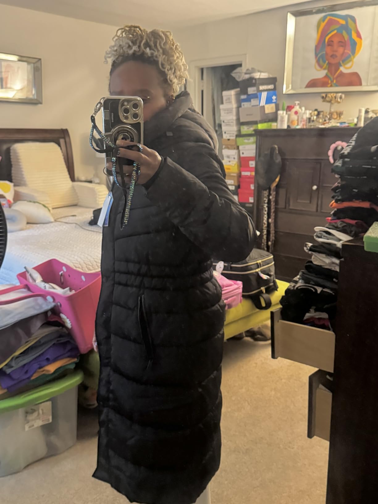 IKAZZ Women's Winter Coats, Thickened Warm Insulated Vegan Down Long Parka Jacket with Hood customer photo 2