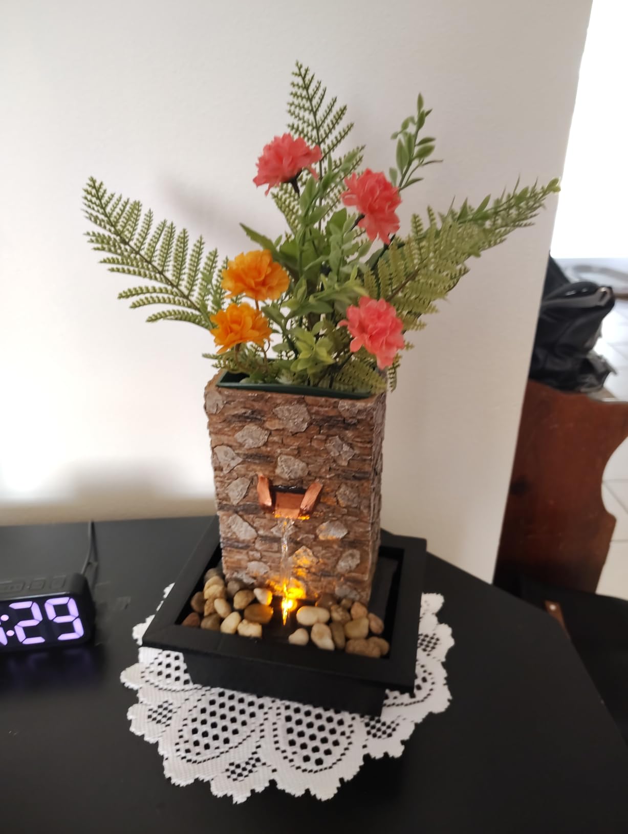 Kalona Tabletop Waterfall Fountain 3 Bowls with LED Light, Soothing Water Flow Sound, Zen Meditation Decor for Home and Office customer photo 2