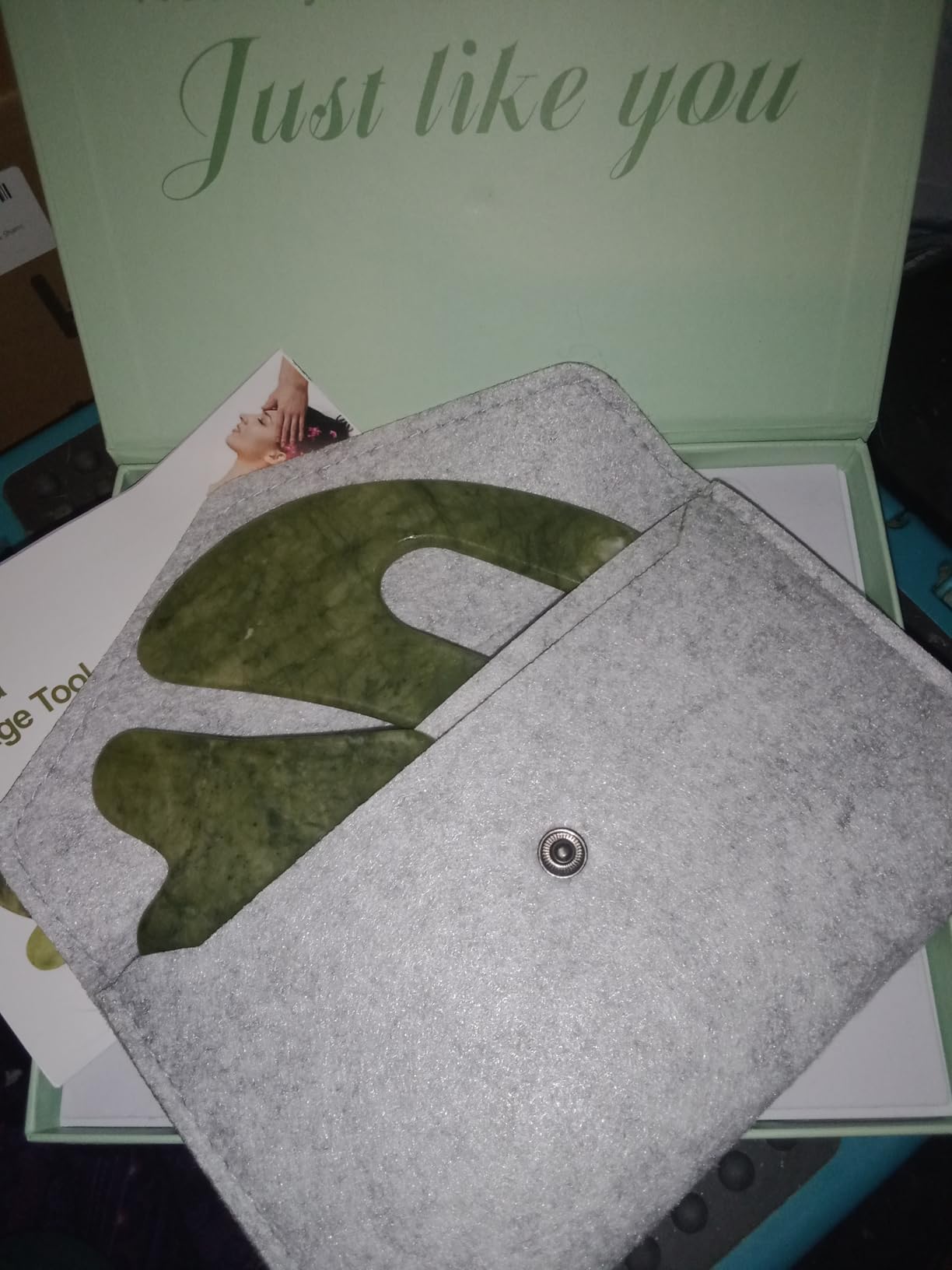 Jade Stone Gua Sha Massage Tool Set Larger Guasha Board with Handle Muscle Scraping Massage Tools Facial Anti Cellulite Spa Acupuncture Tools for Back Neck Face Leg Massage, Lymphatic Drainage customer photo 1