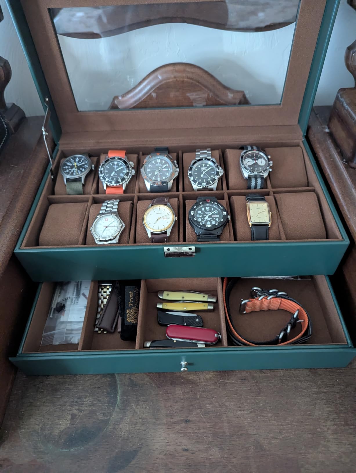 ProCase Watch Box, Fathers Day Gift for Dad, 12 Slot Mens Watch Case With Drawer, 2-Layer Watch Display Case With Glass Lid, Mens Jewelry Box Storage Holder Organizer -12Slot, Espresso customer photo 1