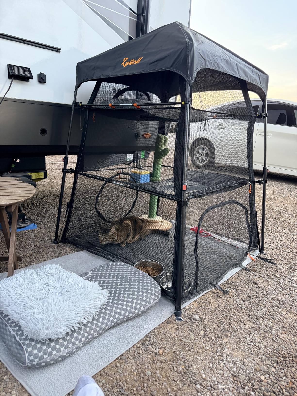 Extra Large Catio Outdoor Cat Enclosure, Rywell 3-Tier Spacious Outdoor Cat Tent, Weatherproof & Sunproof with 5 Windows, Foldable Cat Enclosure for Patio, Camping, Indoor (Includes Carry Bag) customer photo 1