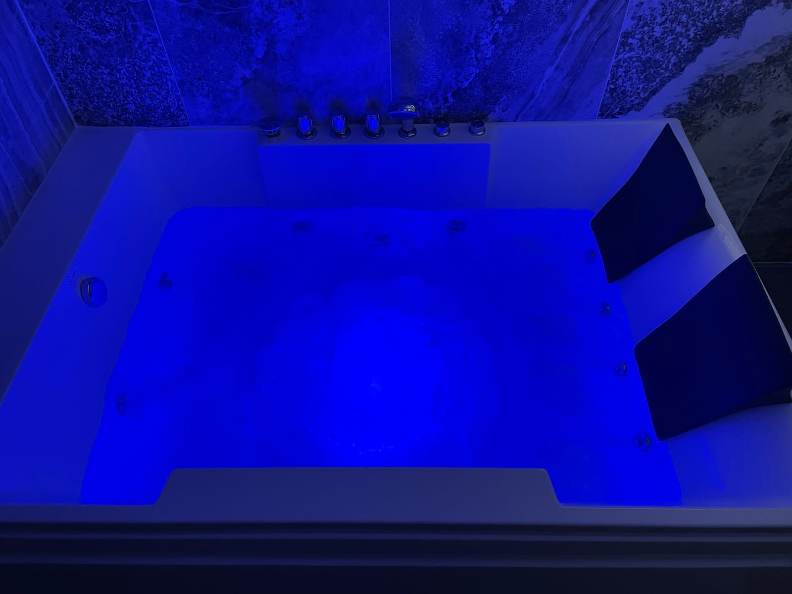 67-Inch Jetted Bathtub with Heater, Back to Wall Whirlpool Tub | Jetted Tub with Chromotherapy, Comforting Hydro Massage Tub with Waterfall, ETL-Certified customer photo 1