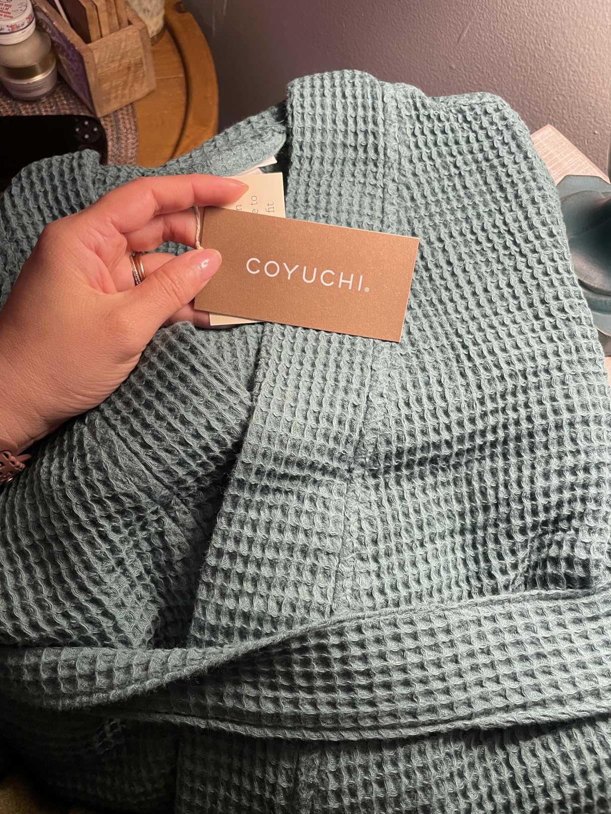 Coyuchi Unisex Organic Waffle Robe, 100% Organic Turkish Cotton Spa Robe | Lightweight, Absorbent Waffle Weave customer photo 1