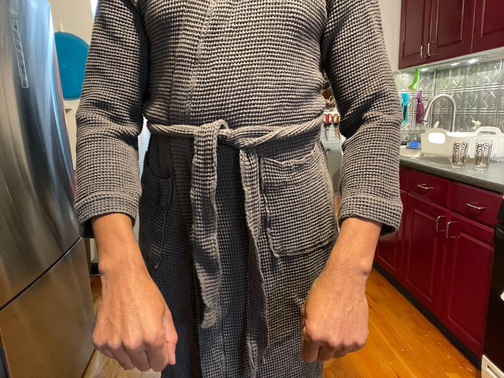 Coyuchi Unisex Organic Waffle Robe, 100% Organic Turkish Cotton Spa Robe | Lightweight, Absorbent Waffle Weave customer photo 2
