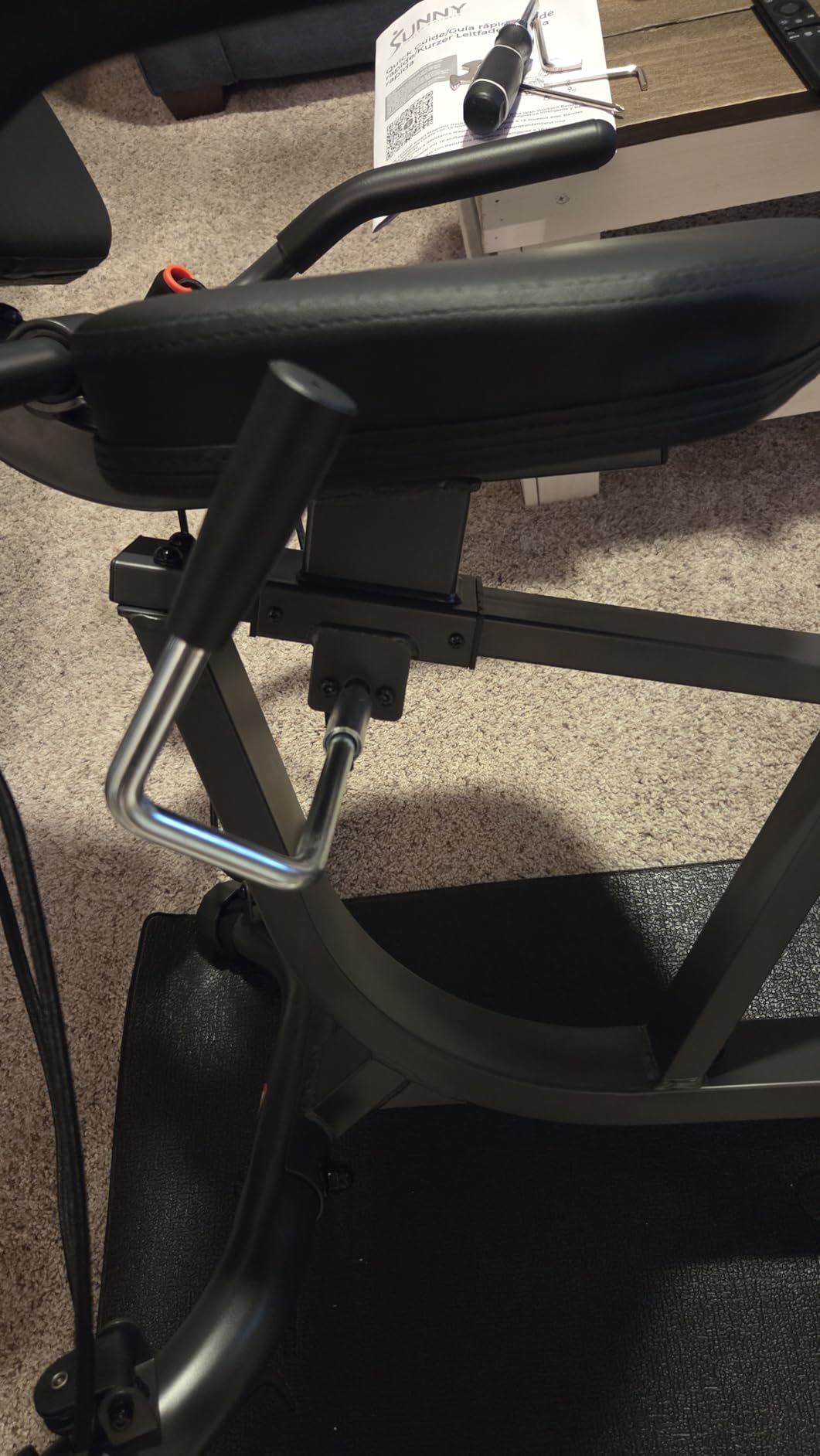Sunny Health & Fitness Smart Recumbent Bike, Wide Cushioned Seat & Back, Indoor Cycling Machine for Adult/Seniors Home Exercise, Free SunnyFit App Connection customer photo 2