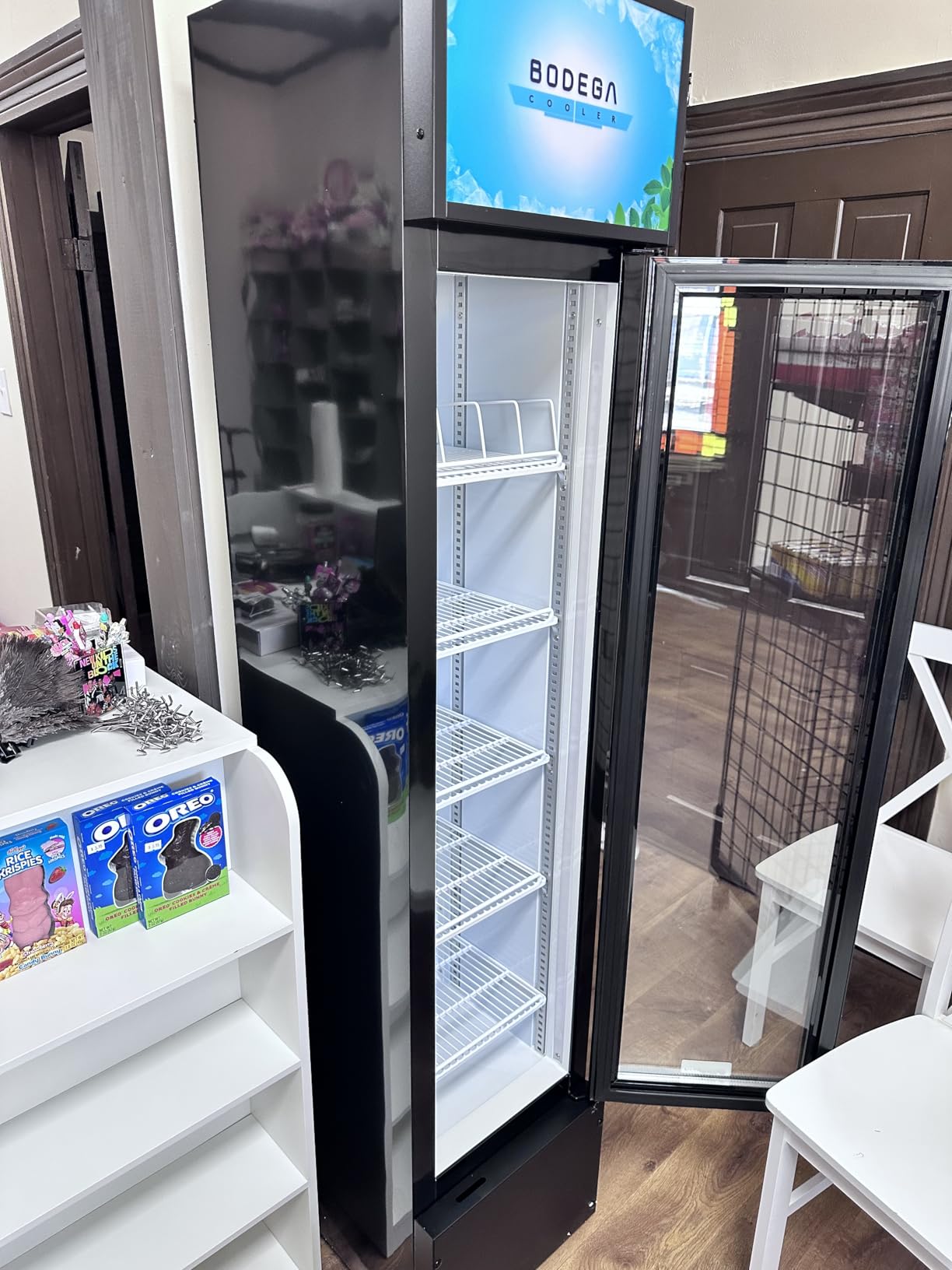 BODEGACOOLER Merchandiser Refrigerator, 40 Cu.Ft Commercial Beverage Cooler | Double Glass Door Commercial Cooler, Display Refrigerator with Soft LED Light, Adjustable Shelves, 4 Heavy-Duty Casters customer photo 2