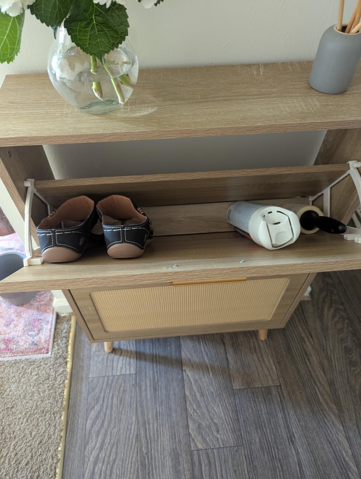 VEVOR Shoe Cabinet with 2 Flip Drawers, Shoe Storage Cabinet for Entryway, Free Standing Shoe Storage Organizer with Rattan Doors for Heels, Boots, Slippers in Hallway, Living Room customer photo 1