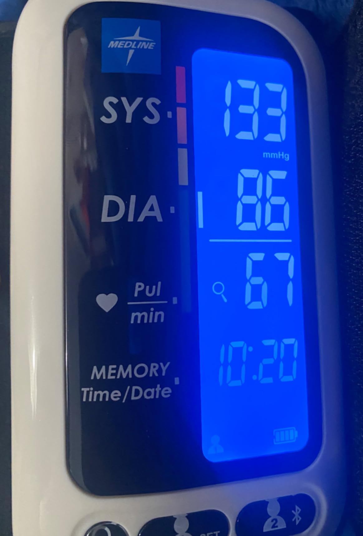 Bluetooth Blood Pressure Monitor, Attached Universal Upper Arm Cuff, Digital LCD Display, Medline Health App Integration, Store Up to 120 Readings, Charger Cable and Carrying Case Included customer photo 2