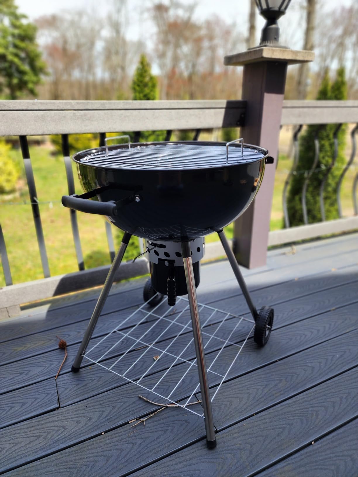 22 inch Kettle Charcoal BBQ Grill with Wheels for Outdoor Cooking | Porcelain-Enameled Lid & Ash Catcher, Built-in Thermometer, Foldable Cooking Grates customer photo 2