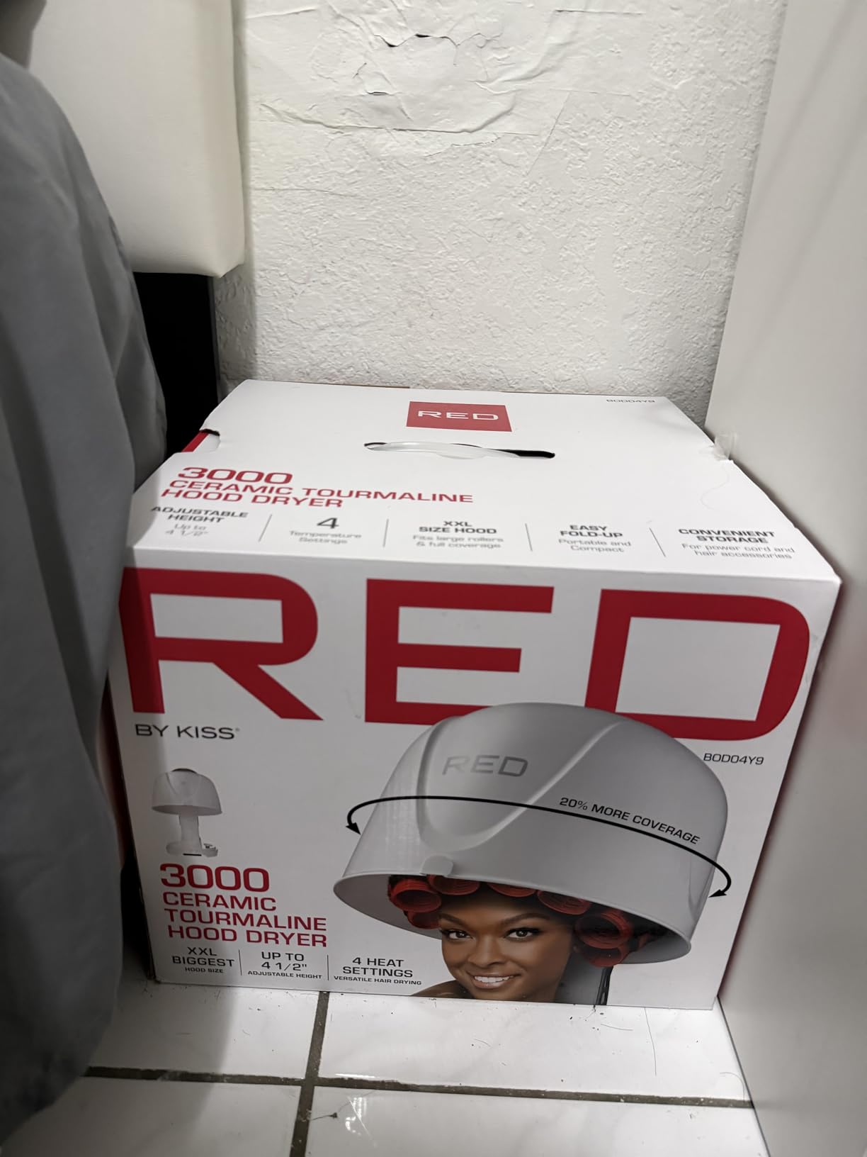 Red by Kiss 3000 Ceramic Tourmaline Professional Hood Dryer, 4 Heat Settings Blow Dryer for Home & Salon, Height Adjustable customer photo 1