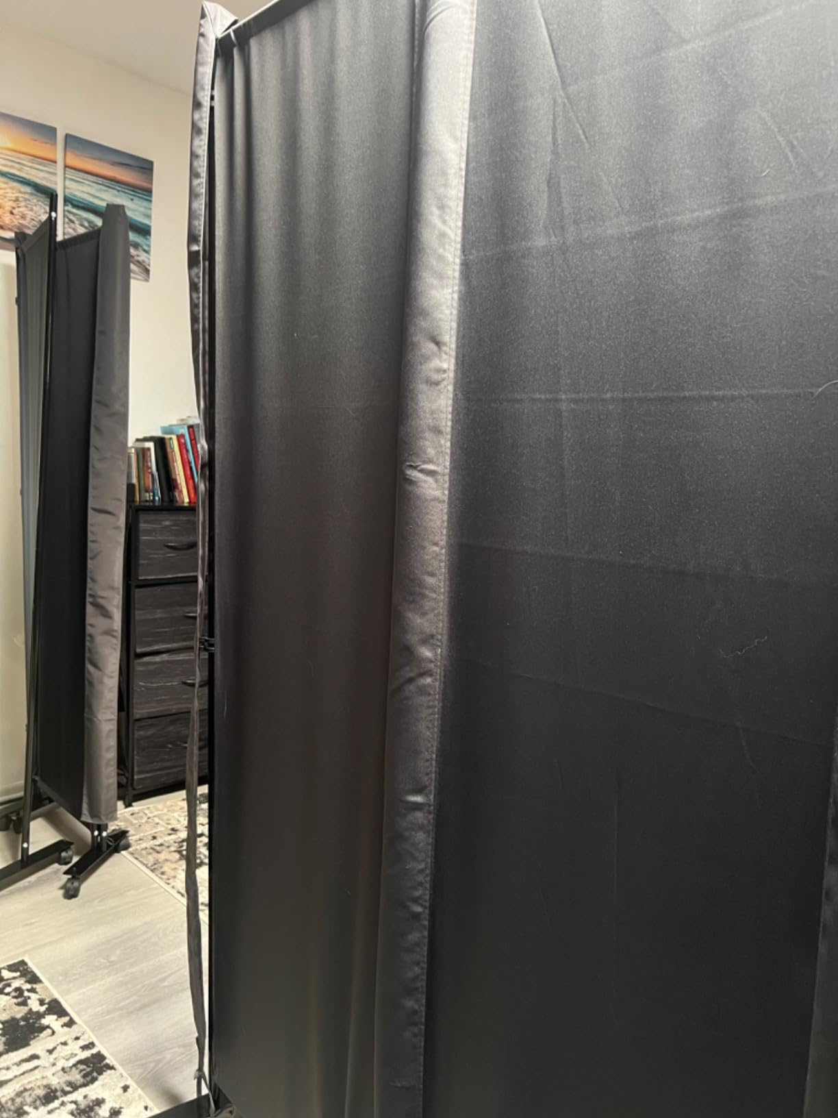 Kokorona 6 Panel Room Divider, 6FT Tall Rolling Privacy Screen with Lockable Wheels, Folding Wall Dividers Portable Room Divider for Room Separation, Included - Cover Strips, Grey, 119''W x 70''H customer photo 2
