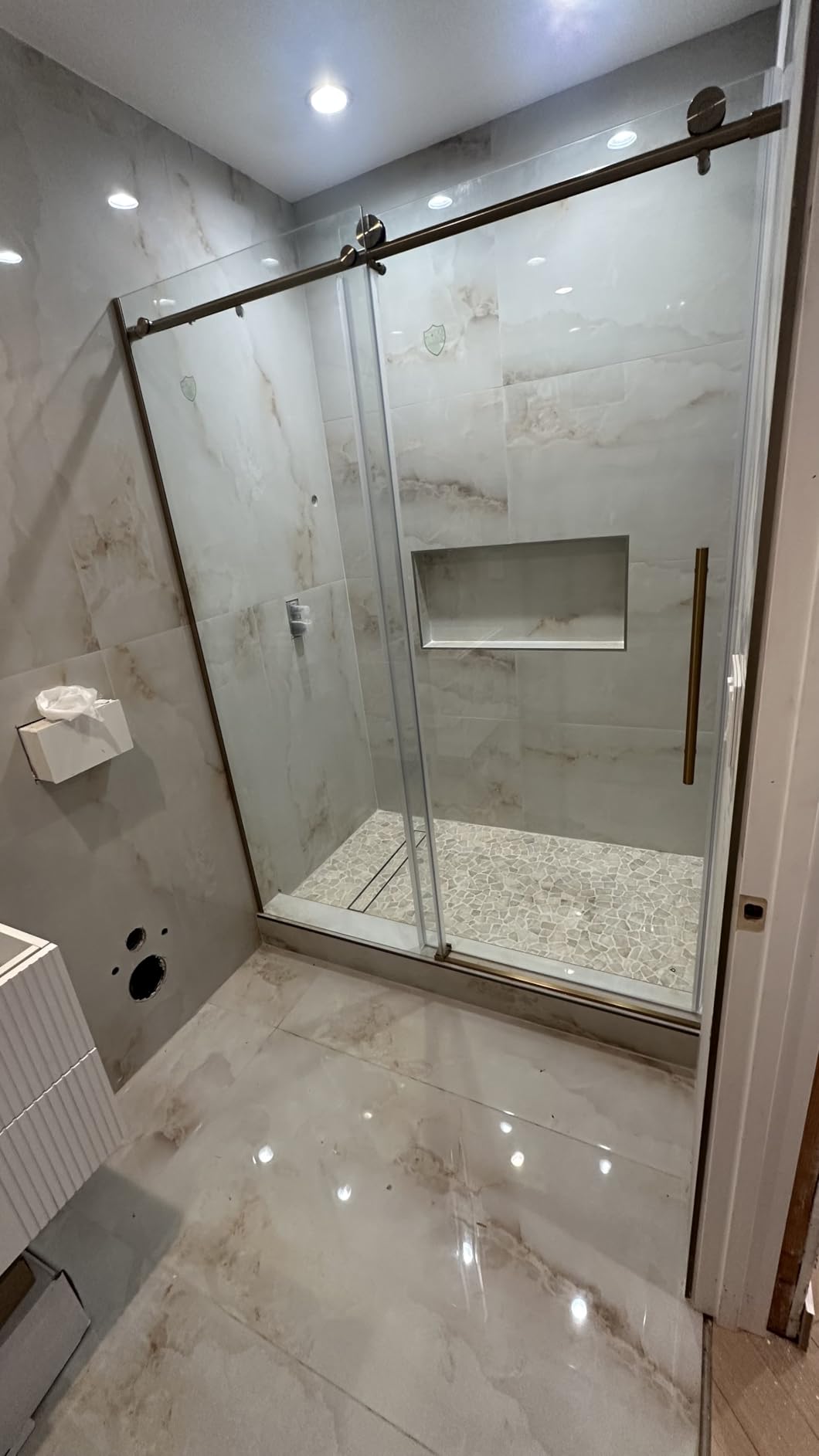 Frameless Sliding Shower Door 56-60 in W x 75 in H,Frameless Shower Door with 5/16