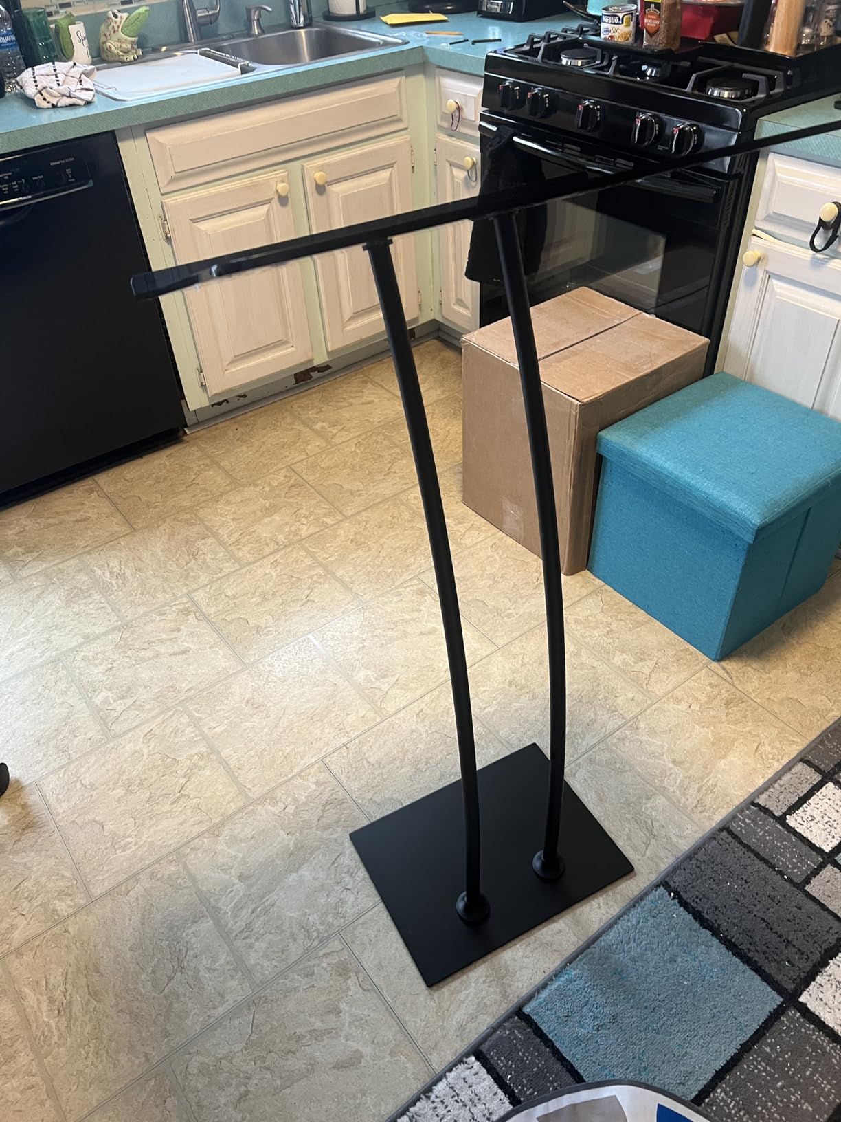 Acrylic Podium Lectern with Iron Stable Bottom, Pulpits for Churches with 10MM Thickened Acrylic Countertop, Multi Function Pulpit for Modern Classroom Music Concert Wedding Conference Event customer photo 1