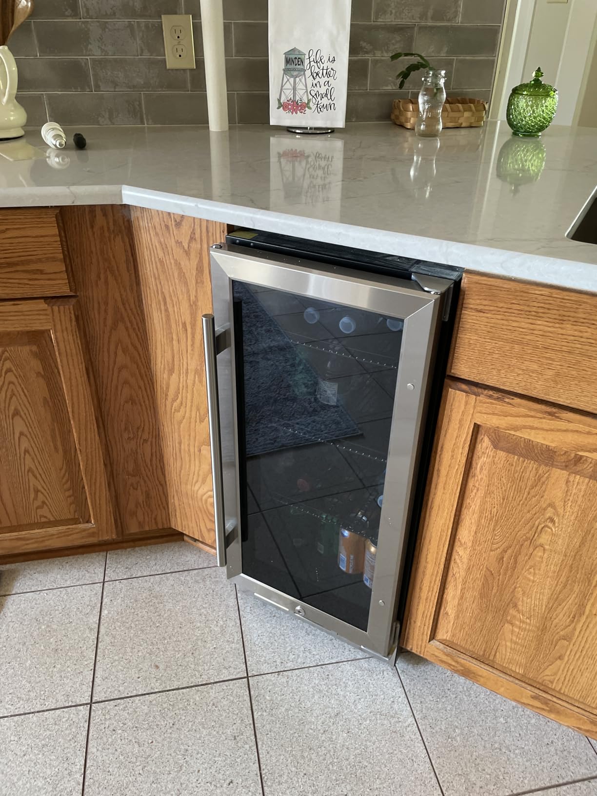 Feelfunn 15 Inch Beverage Refrigerator Under Counter - 126 Cans Beverage Fridge with Glass Door for Beer Wine Soda - Built-in or Freestanding Wine Cooler with Safety Lock for Home Kitchen Bar customer photo 1