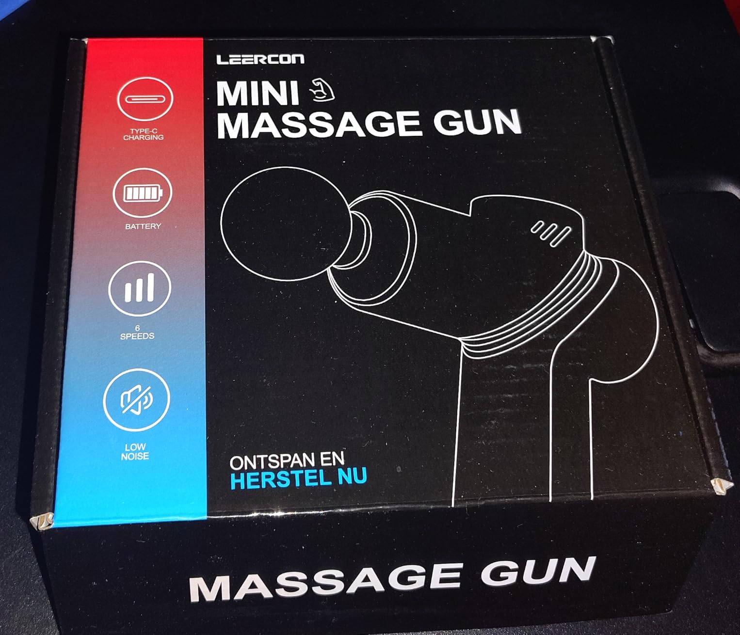 LEERCON Massage Gun Deep Tissue Mini Muscle Massager for Pain Relief, Blue | Small Portable Handheld Massager Gun, Back and Neck Massager for Pain Relief, 6 Speed & 4 Heads, Birthday Gifts for Men Dad customer photo 2