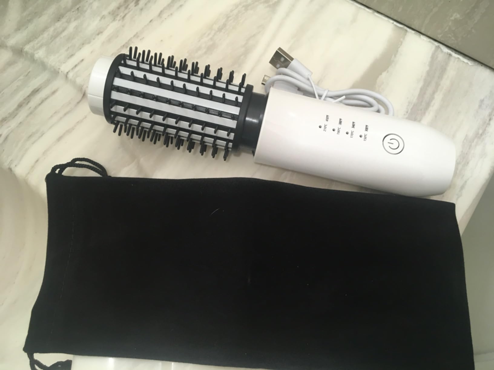 Cordless Curling Iron Brush, 2024 New Portable Travel Curling Iron Mini Brush for Women, 7000Mah USB Rechargeable Curling Wand Brush with Negative Ion, Gray customer photo 2