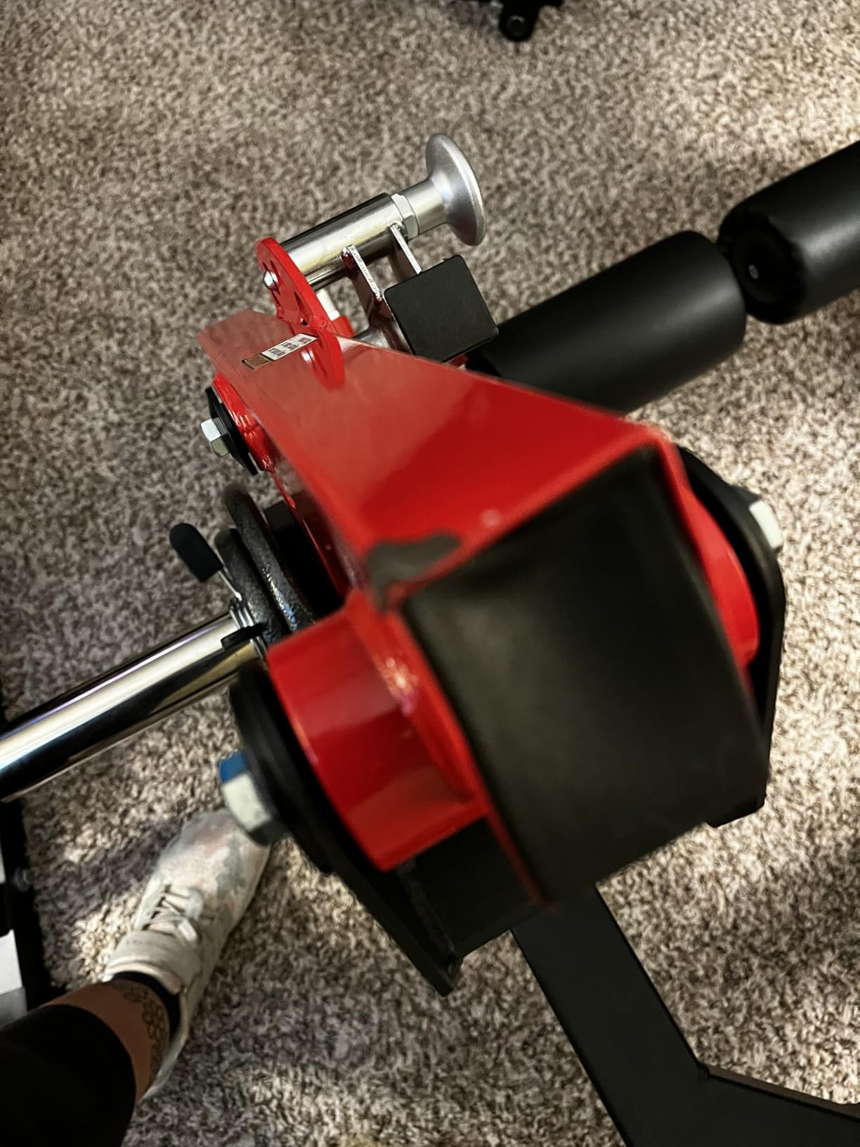 GMWD Leg Extension and Curl Machine, Single Leg Extension, Lying Leg Curl, Standing Leg Curl, Adjustable Leg Exercise Bench with Plate Loaded, Leg Machine Home Gym, Red customer photo 1