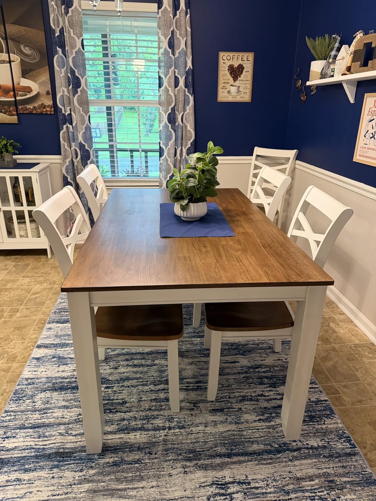 Lexicon 7-Piece Dining Set, Wooden Dining Table and 6 Chairs, Cherry/White | Farmhouse Dining Set, Rectangular Table, Cross Back Chairs, Easy Assembly Seater for Indoor Home, Dinner, Kitchen, 2-Tone customer photo 2