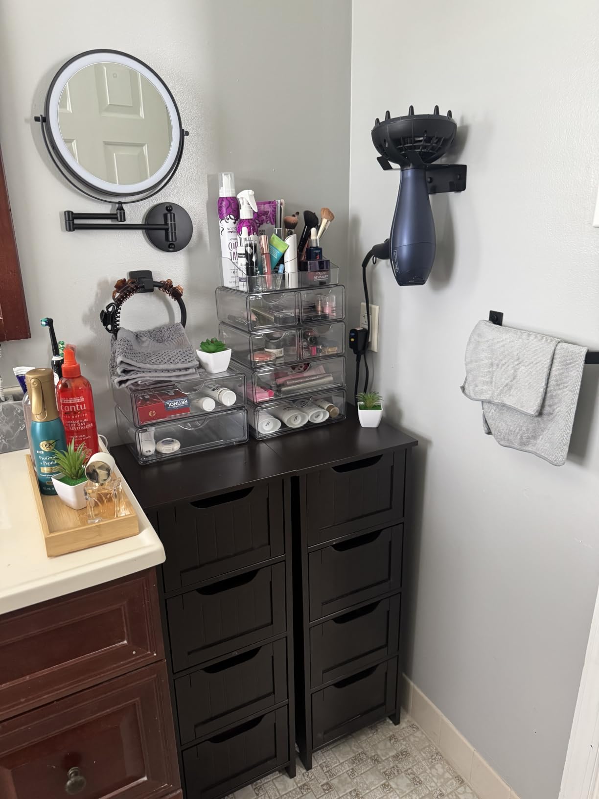 Vtopmart 3 Tier Clear Makeup Organizer with Drawer, Cosmetic Storage for Dresser Countertop and Bathroom Vanity, Beauty Holder for Lipstick Brush Skincare customer photo 1