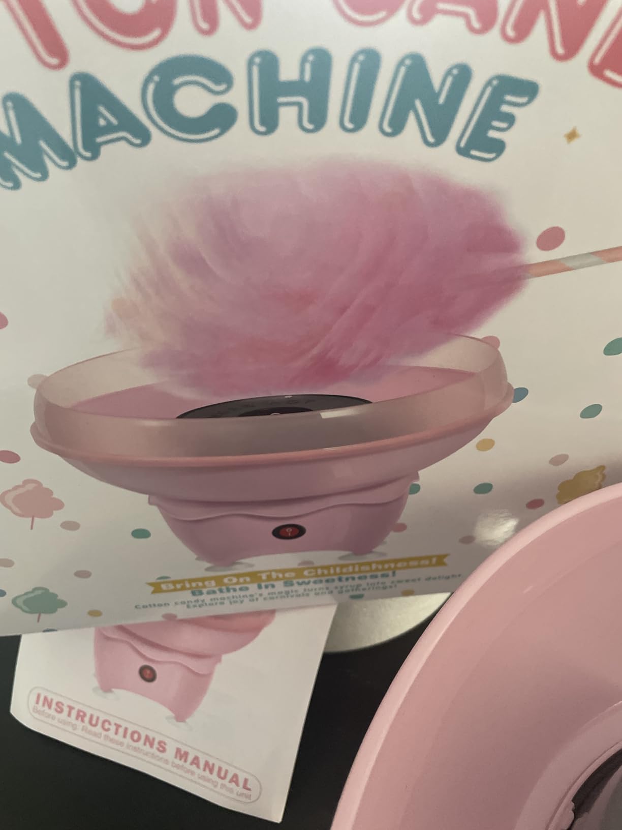 Cotton Candy Machine, Mini Cotton Candy Maker for Kids, Pink Vintage Candy Maker for Christmas Gift, Home, Birthday Family Party, Includes 20 Cotton Candy Sticks & Sugar Scoop customer photo 2