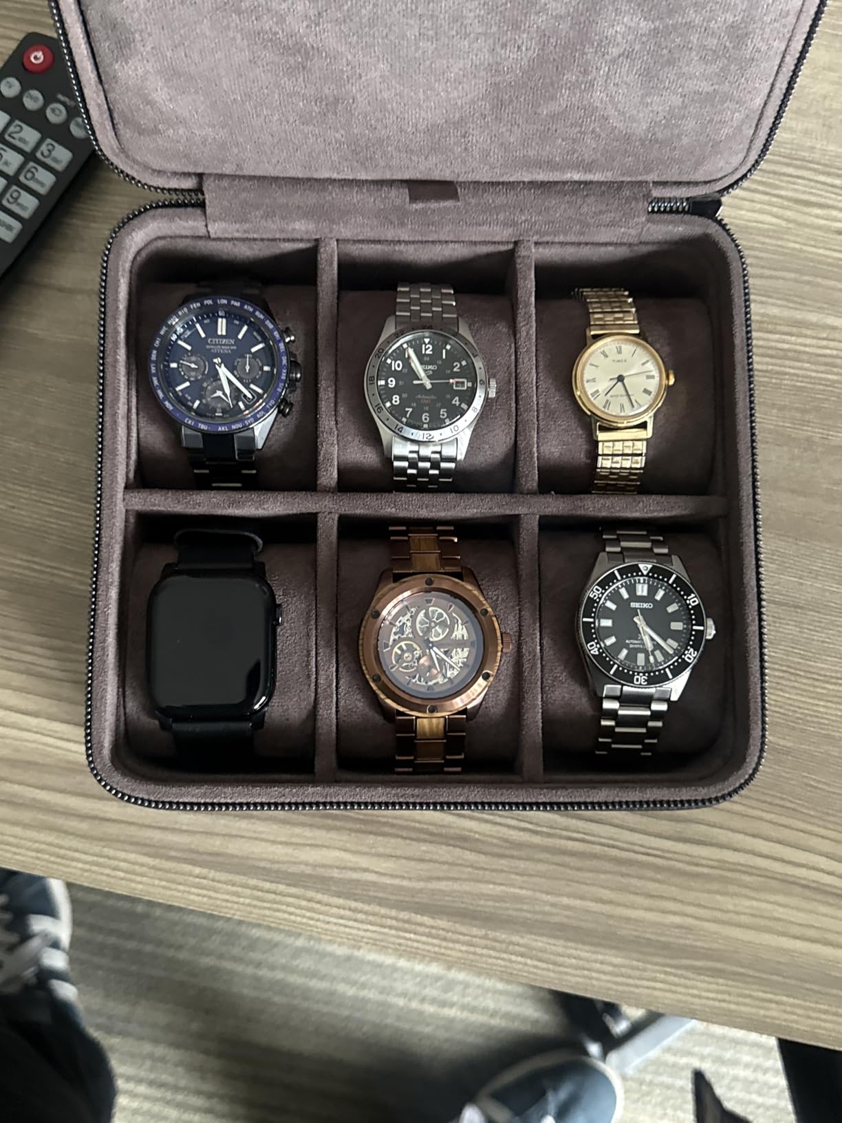 TAWBURY Watch Case - 6 Slot Genuine Top-Grain Leather Watch Box for Men & Women with Extra Wide Pillows for Large Watches - Portable Wristwatch Storage for Home & Travel (Brown) customer photo 1