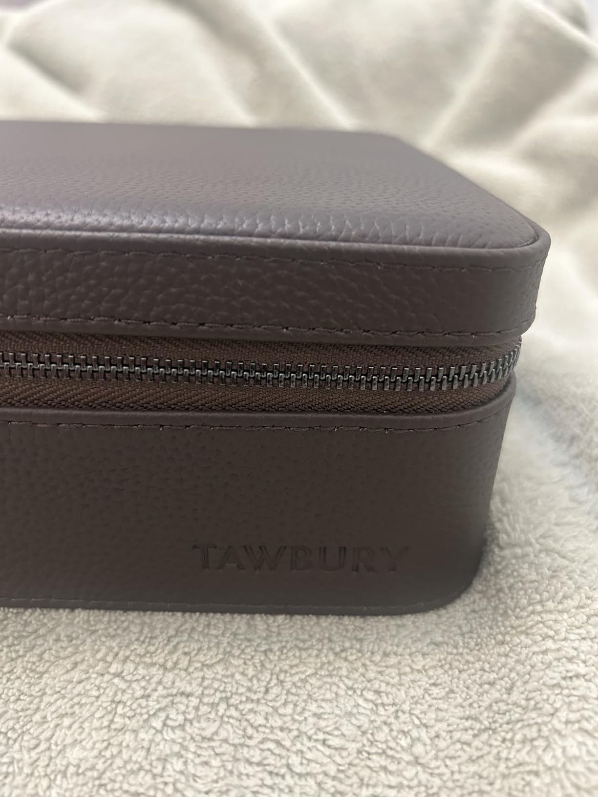 TAWBURY Watch Case - 6 Slot Genuine Top-Grain Leather Watch Box for Men & Women with Extra Wide Pillows for Large Watches - Portable Wristwatch Storage for Home & Travel (Brown) customer photo 2