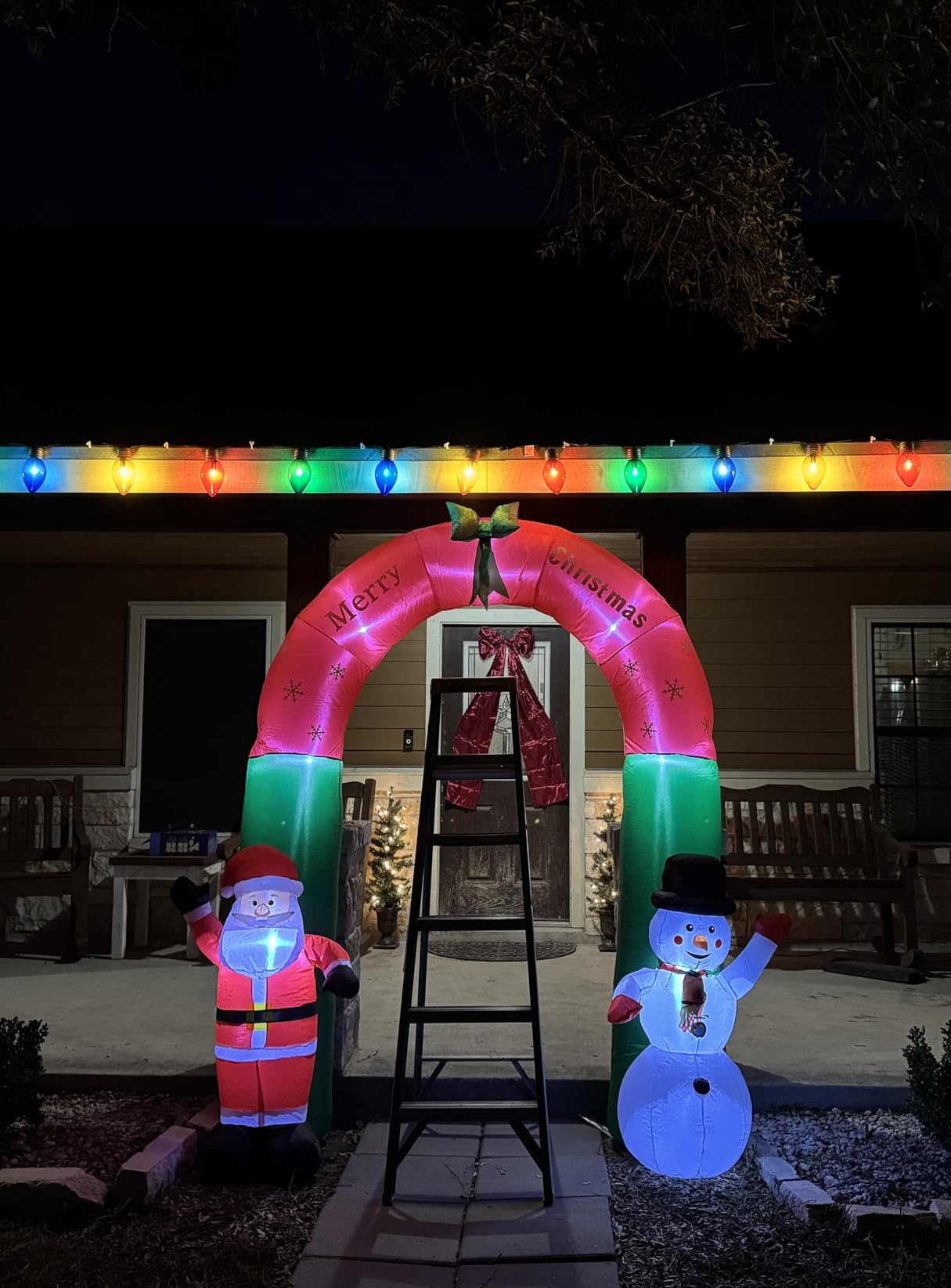 KOOY 8FT Christmas Inflatable Santa Snowman Arch Outdoor Decorations Blow up Yard Decoration,LED Lights for Christmas Party Holiday Xmas, Winter Outdoor Lawn Décor, Xmas New Year Decoration customer photo 2