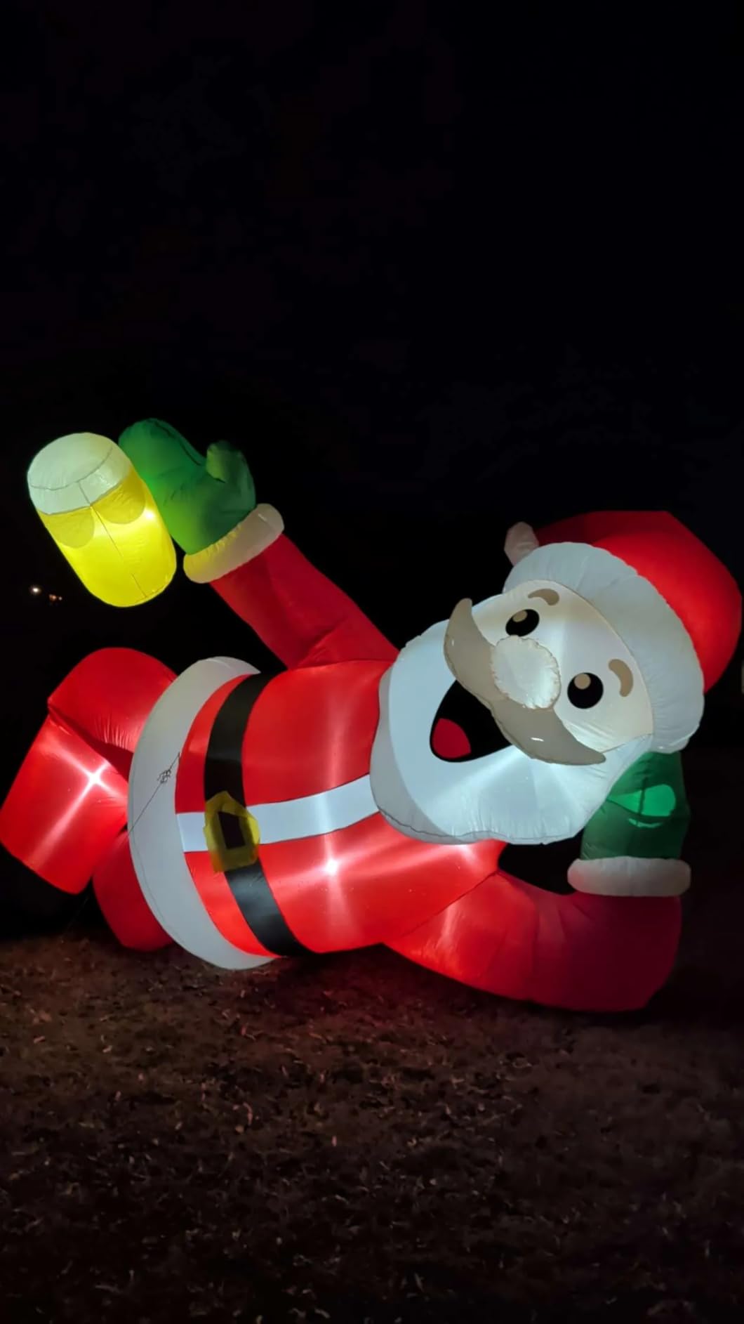 EAONE 12FT Christmas Inflatable Outdoor Decoration, Christmas Blow Ups Yard Decorations Giant Inflatable Santa Claus Lying Flat with Built-in LED Lights customer photo 2