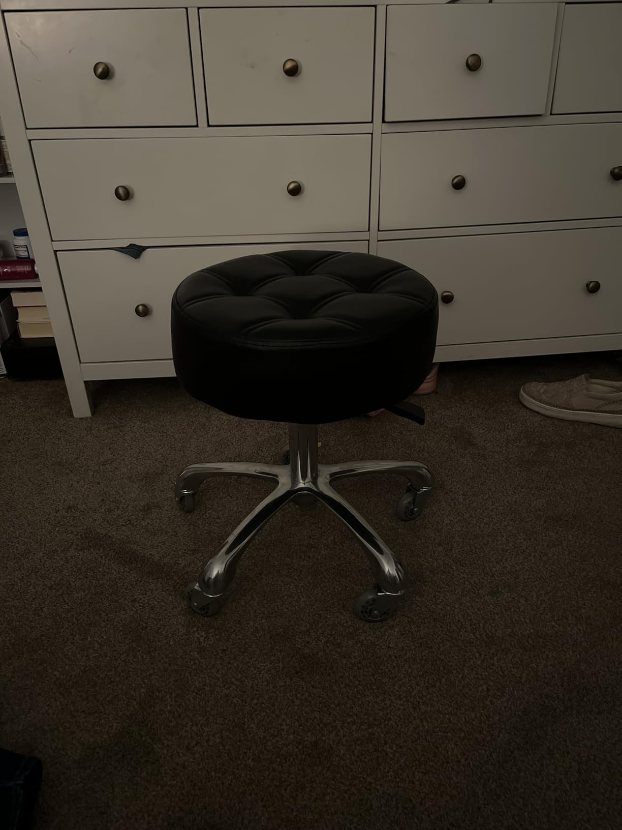 Ainilaily Rolling Stool with Wheels Adjustable Height, Roller Stool for Massage Medical Tattoo Spa Heavy Duty Swivel Desk (Super Thick Cushion, Black) customer photo 2