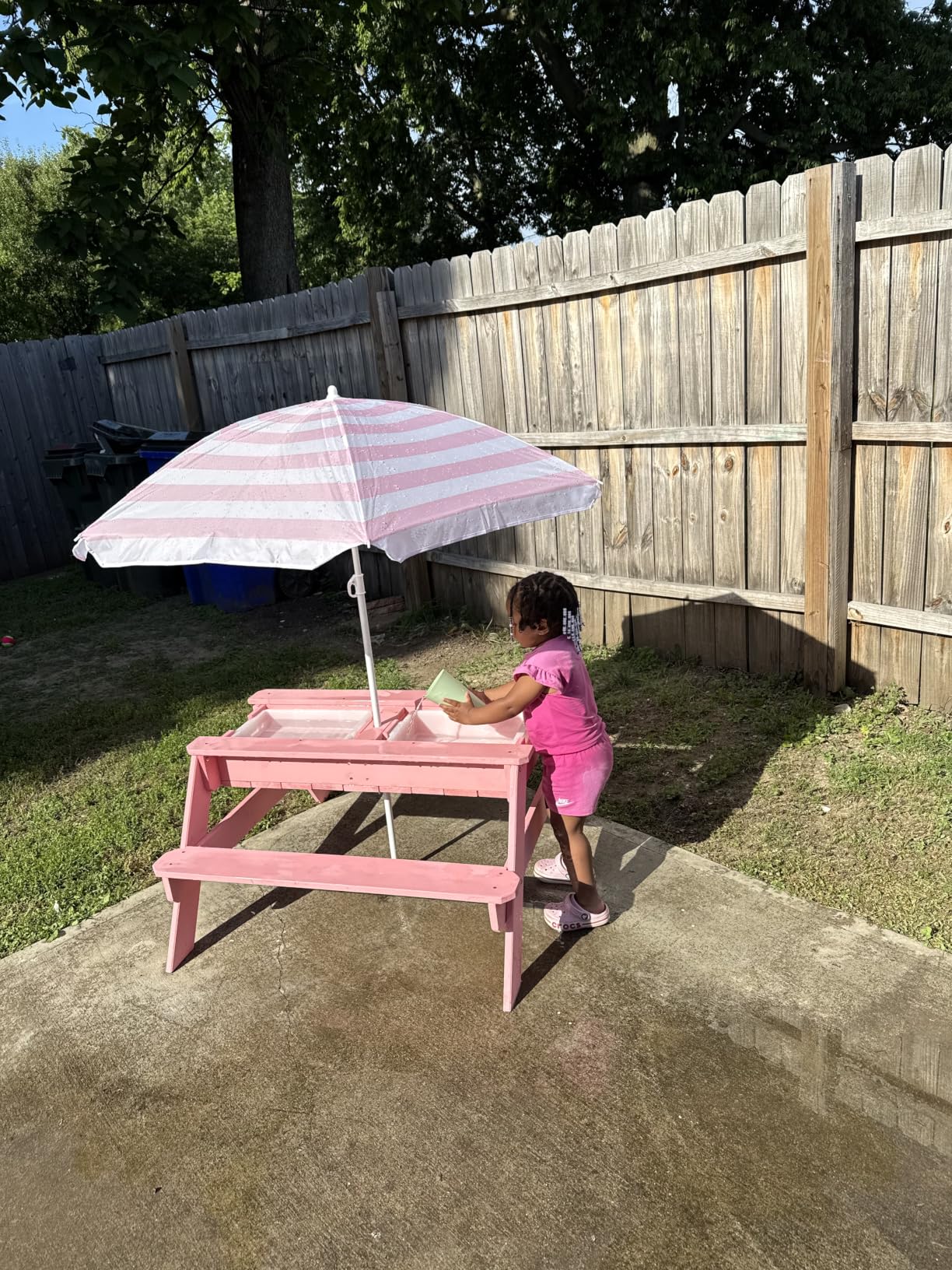 Best Choice Products Kids Picnic Table with Umbrella, 3-in-1 Sand & Water Table, Outdoor Convertible Picnic Table for Toddlers, Seats 4, Removable Top, 2 Buckets - Beige customer photo 2