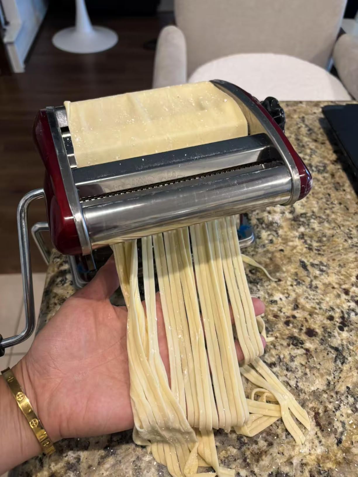 XINGYUEXUAN Electric Pasta Making Machine Commercial Noodle Spaghetti Maker Dough Roller with 2mm/6mm Cutter customer photo 2
