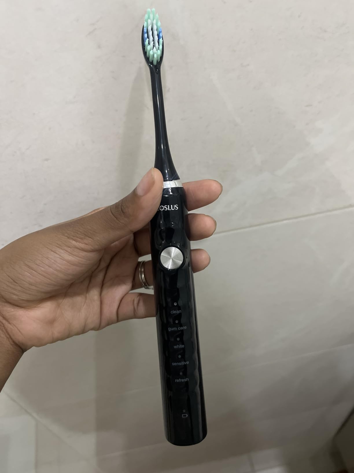 COSLUS C40 Sonic Electric Toothbrush for Adults, 47000VPM for Deep Cleaning | Portable Travel Case - 5 Modes for Sensitive Teeth & Brace, Wireless Charging, 6 Brush Heads for Family, Black, 1PC customer photo 1